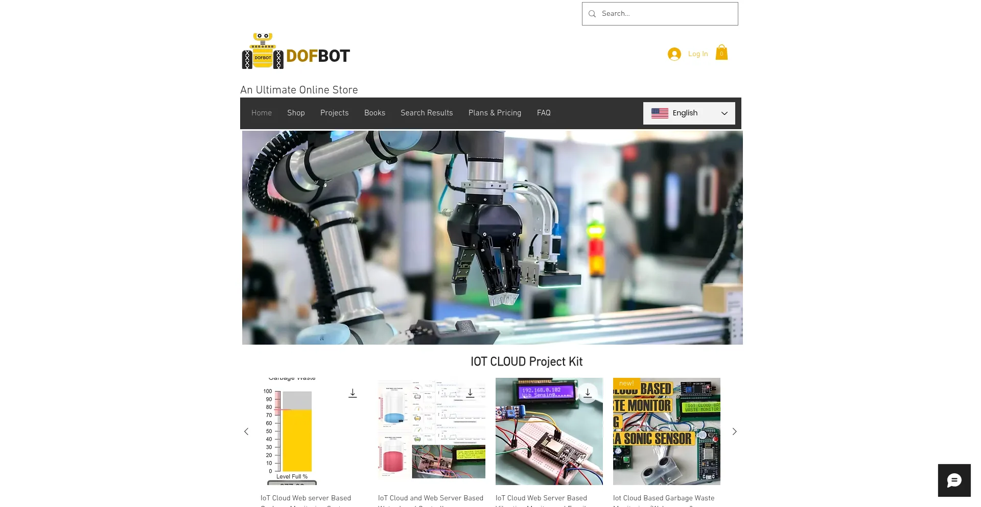 Website screenshot of Dofbot.com