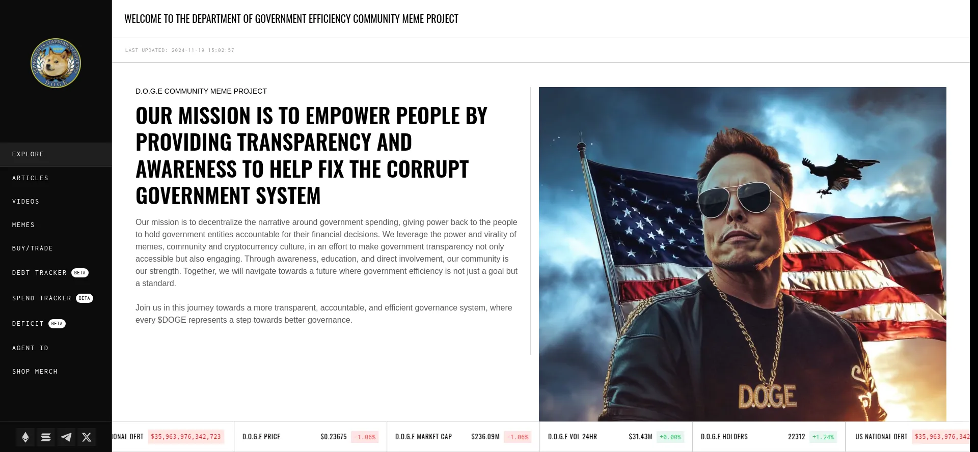 Website screenshot of Dogegov.com