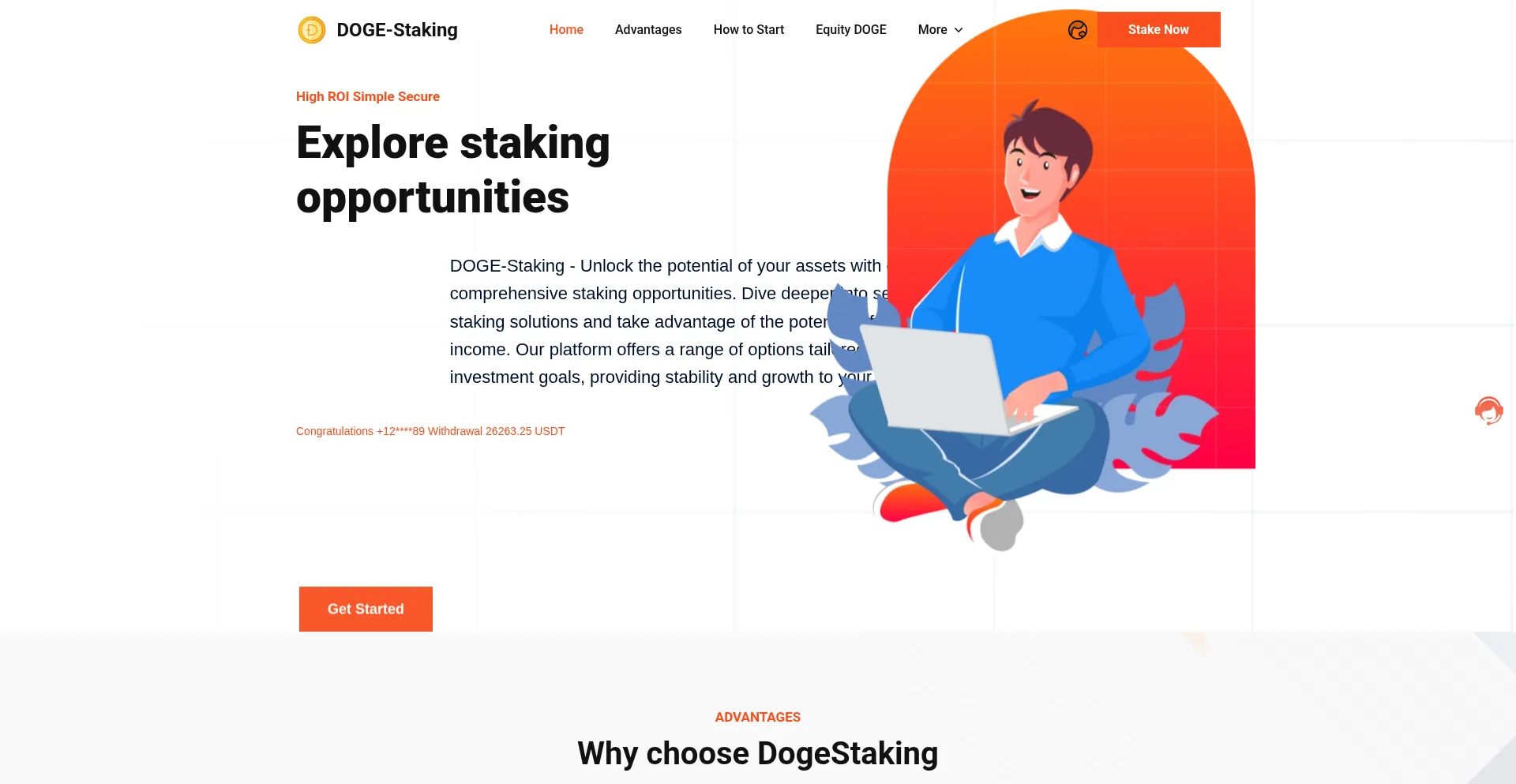 Website screenshot of Dogestaking.me