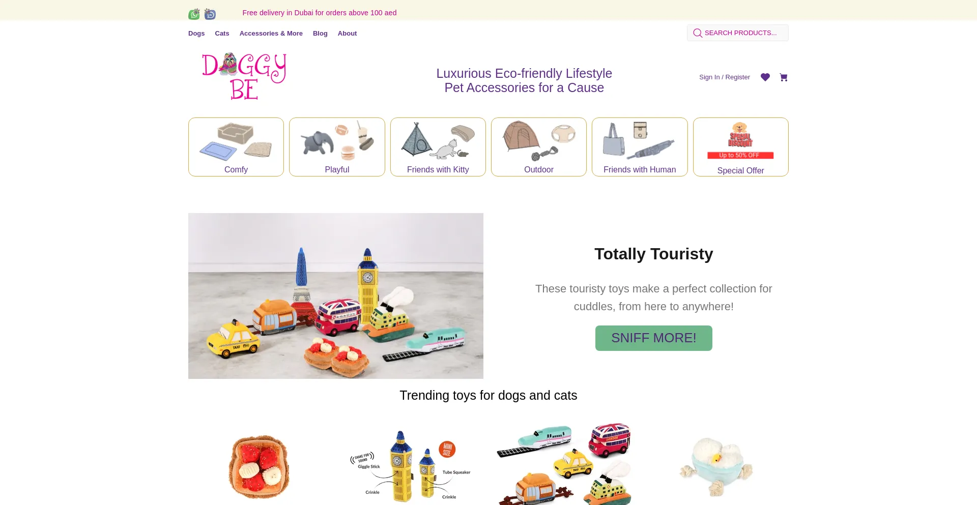 Website screenshot of Doggybe.com