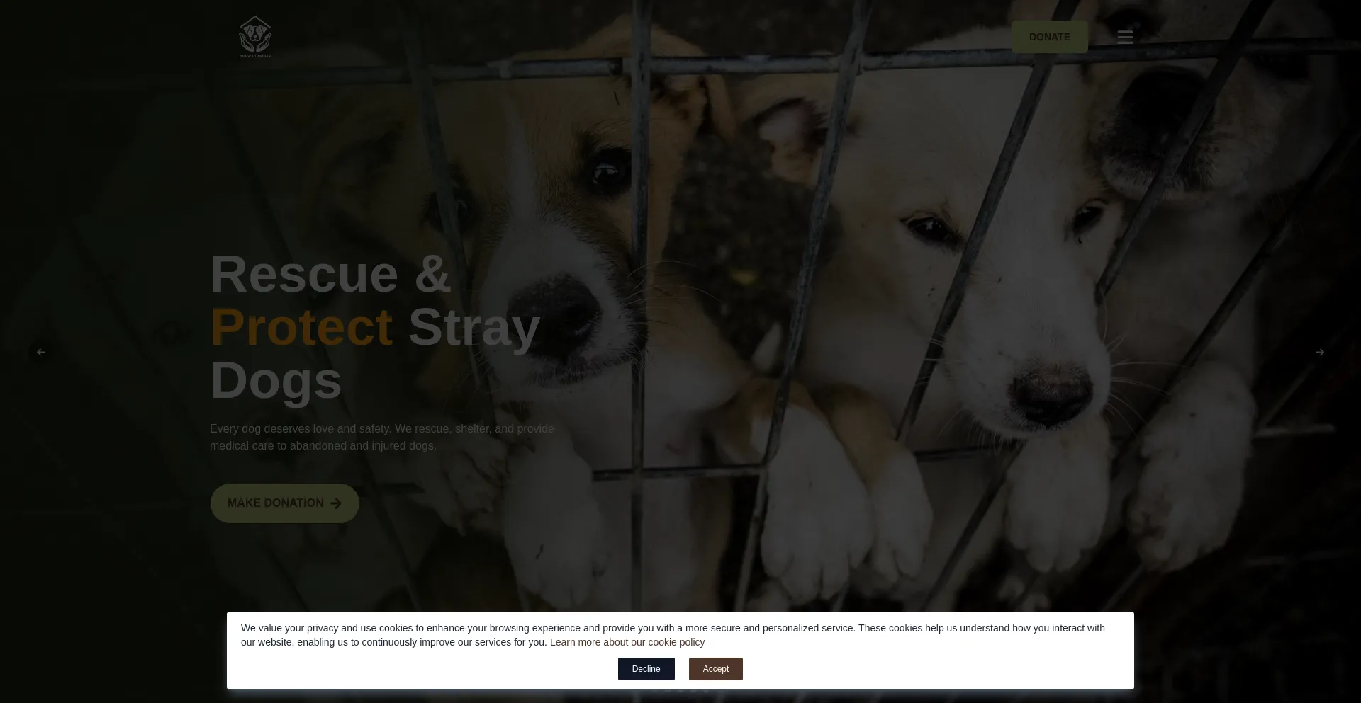 Website screenshot of Dogsguardian.org