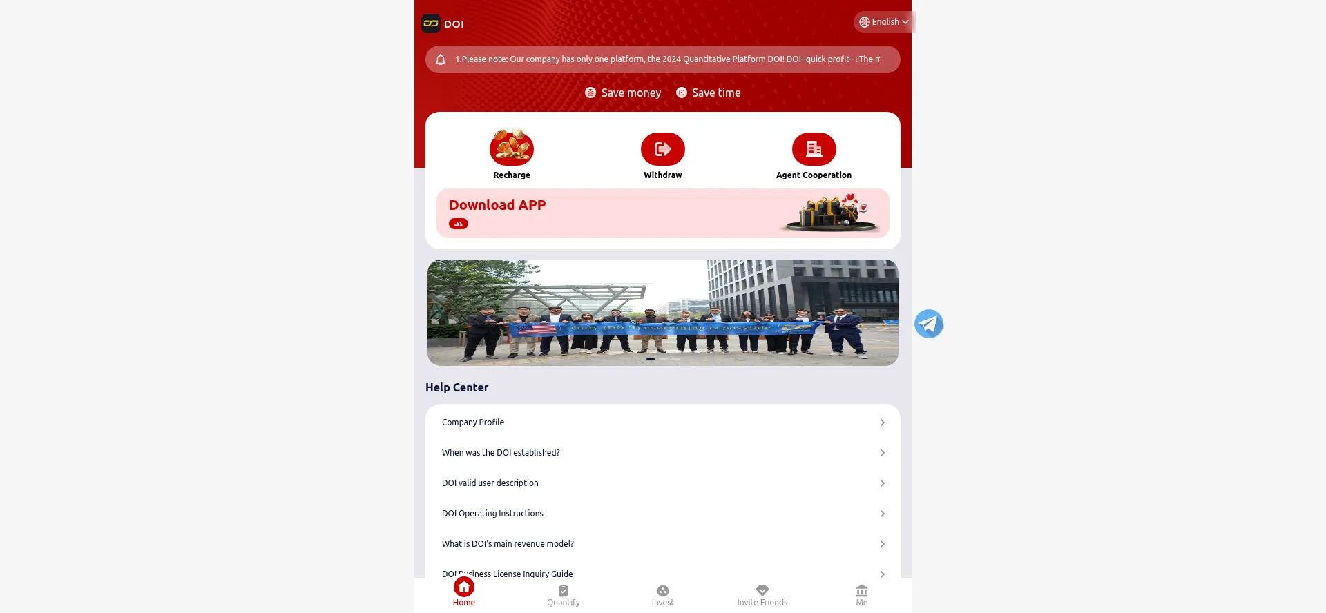 Website screenshot of Doiquant.com
