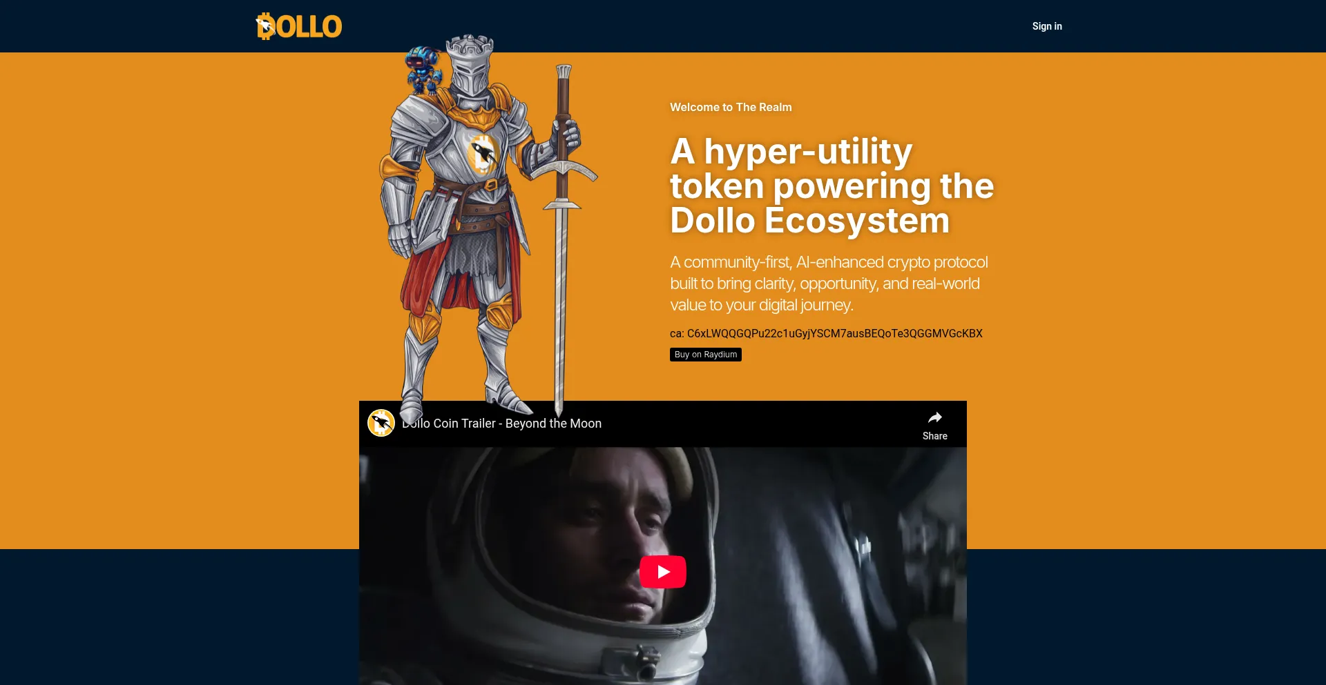 Website screenshot of Dollocoin.com