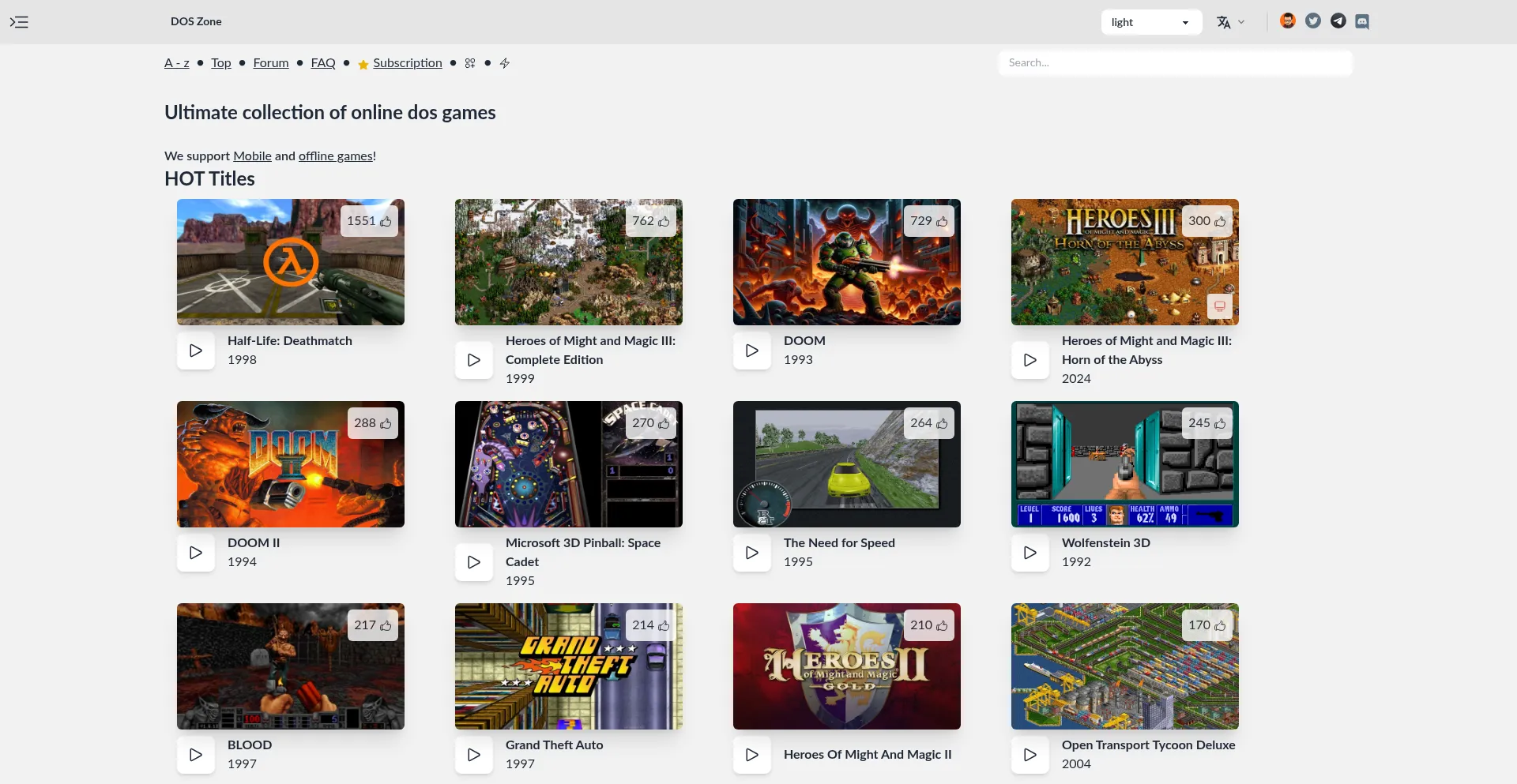 Website screenshot of Dos.zone