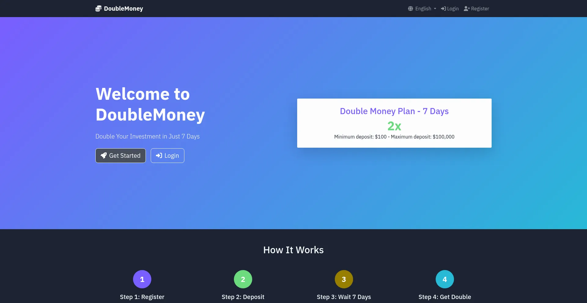Website screenshot of Doublemoney.pro