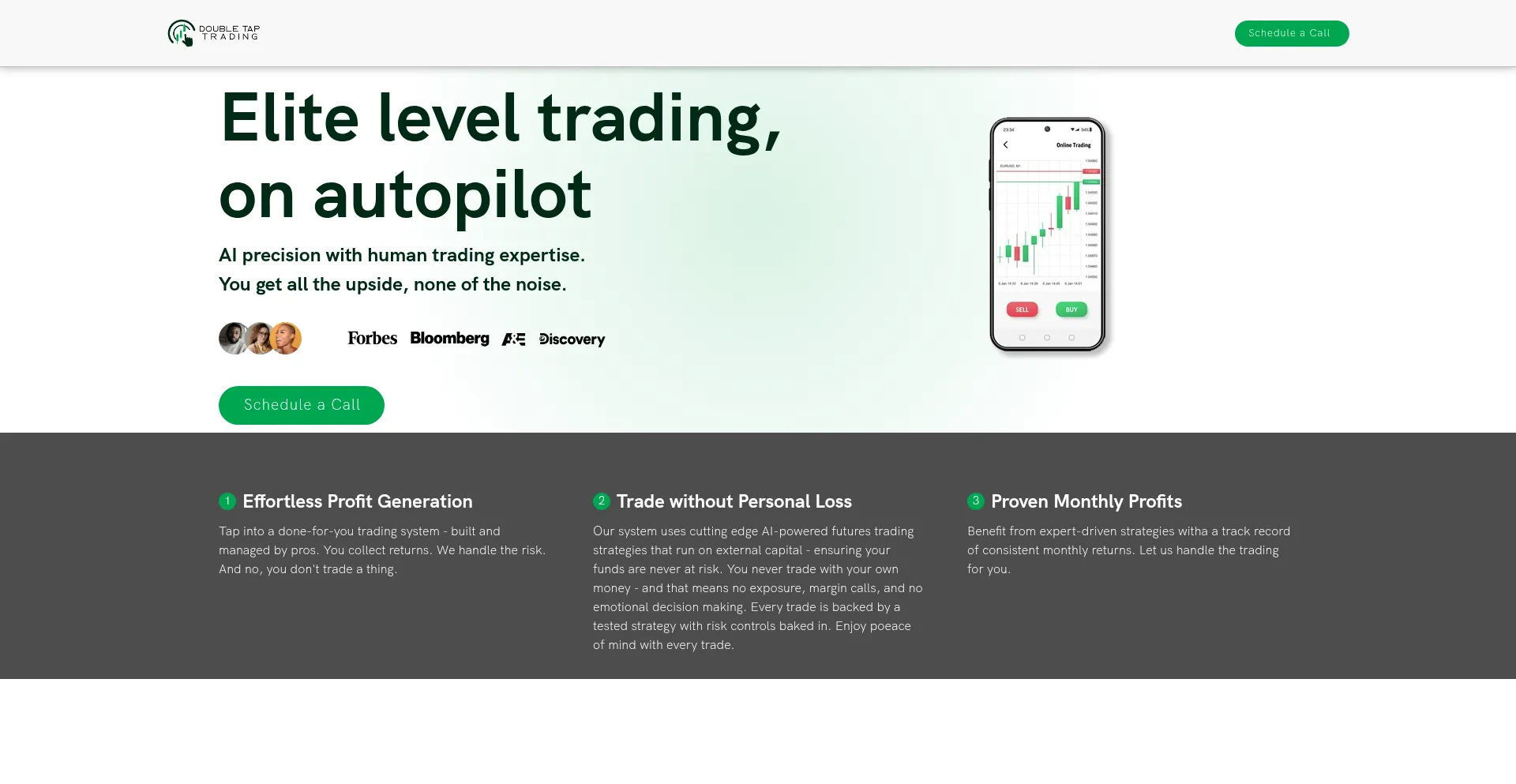 Website screenshot of Doubletaptrading.com