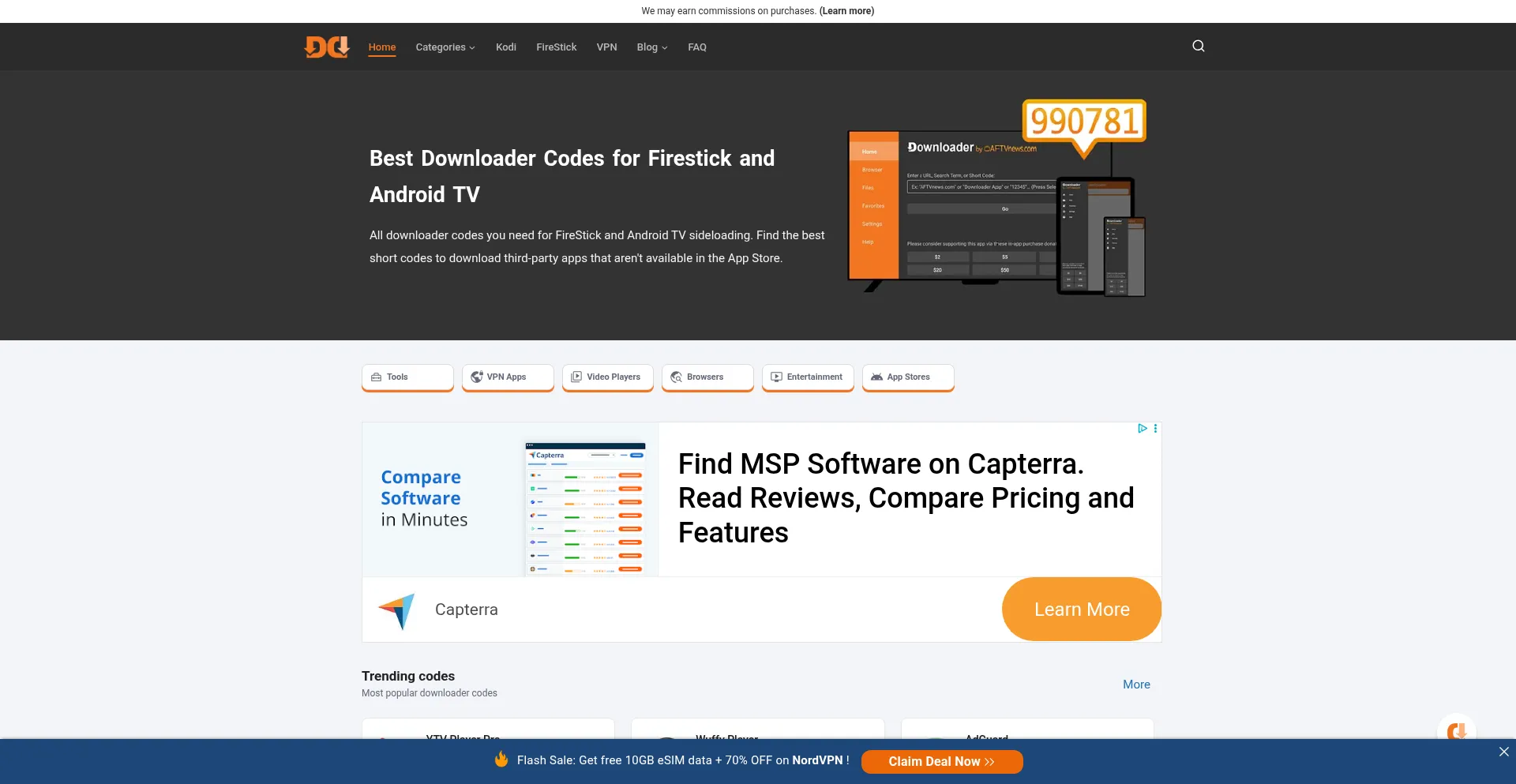 Website screenshot of Downloadercodes.com