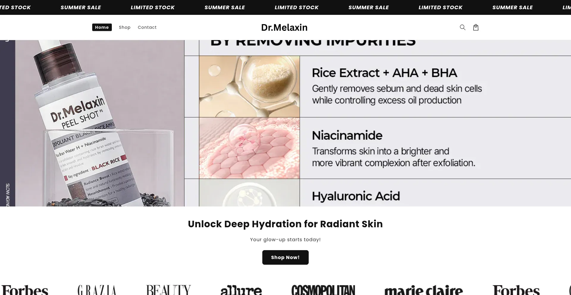 Website screenshot of Dr-melaxin.co