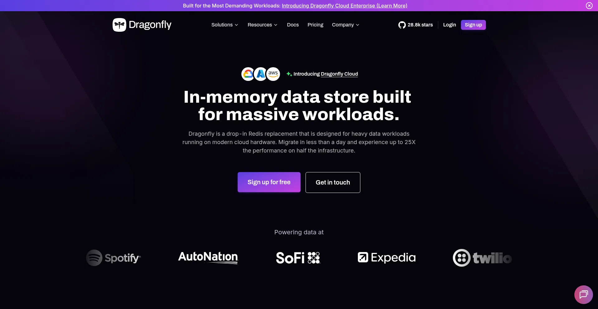 Website screenshot of Dragonflydb.io