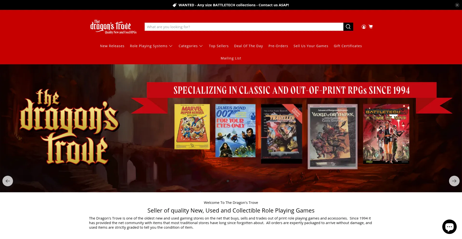 Website screenshot of Dragonstrove.com