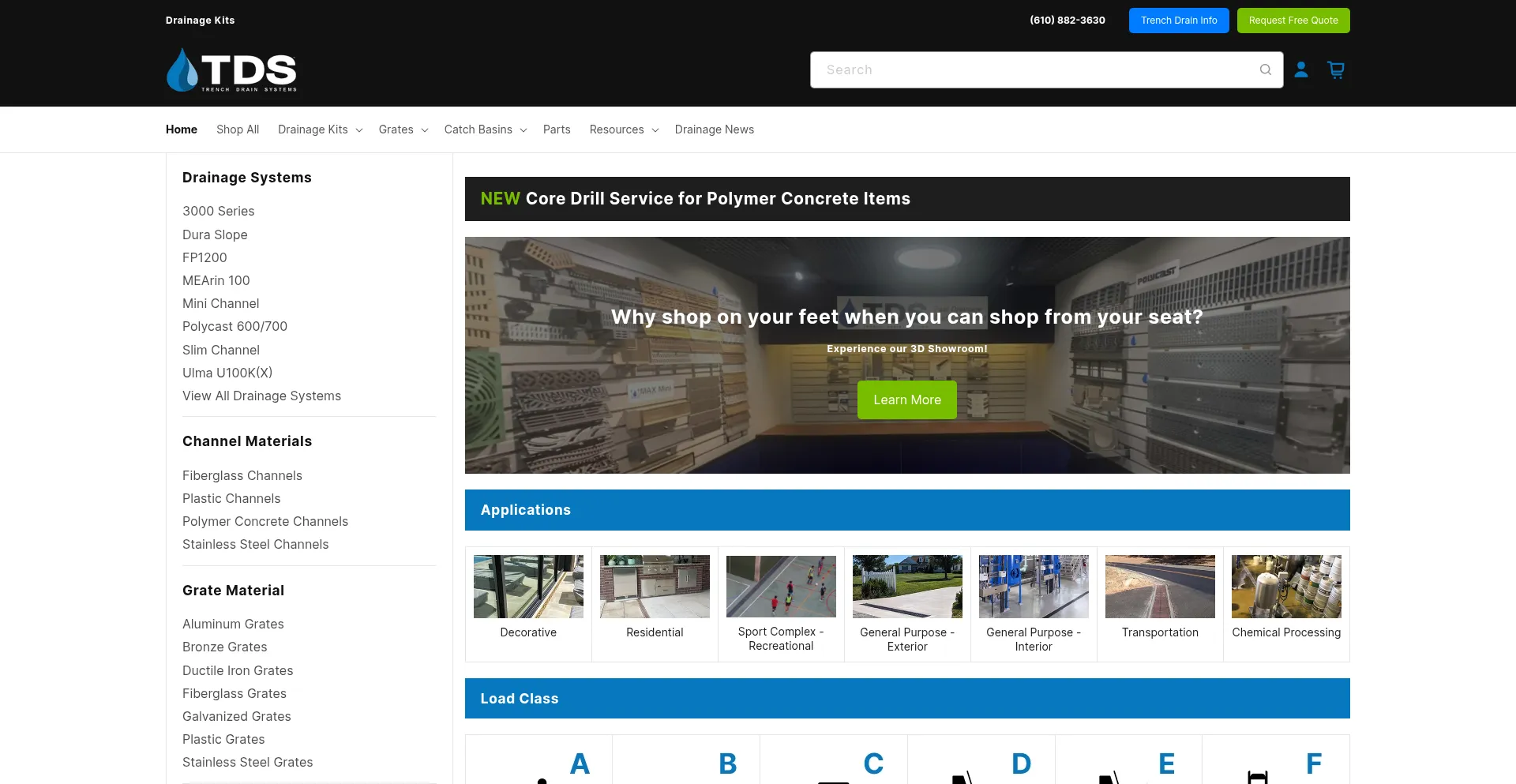 Website screenshot of Drainagekits.com