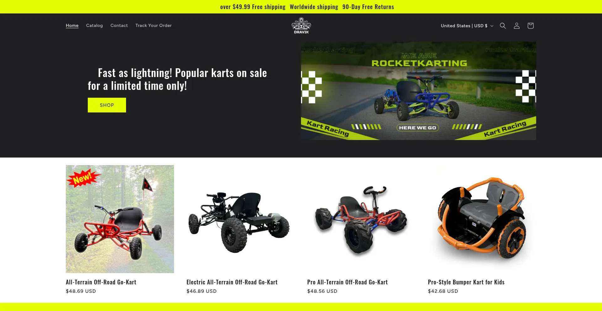 Website screenshot of Dravik.shop