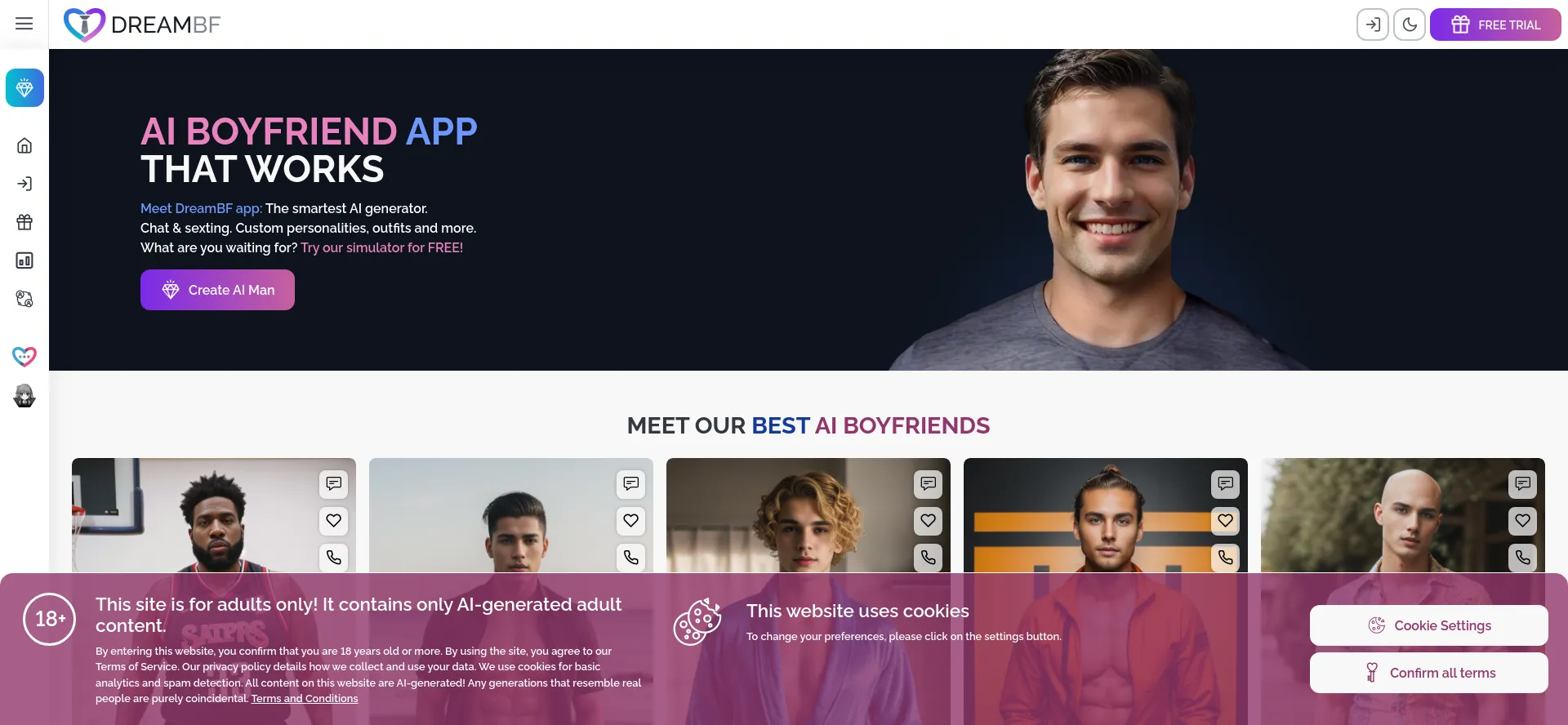 Website screenshot of Dreambf.ai