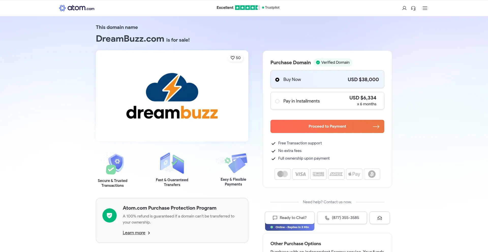 Website screenshot of Dreambuzz.com