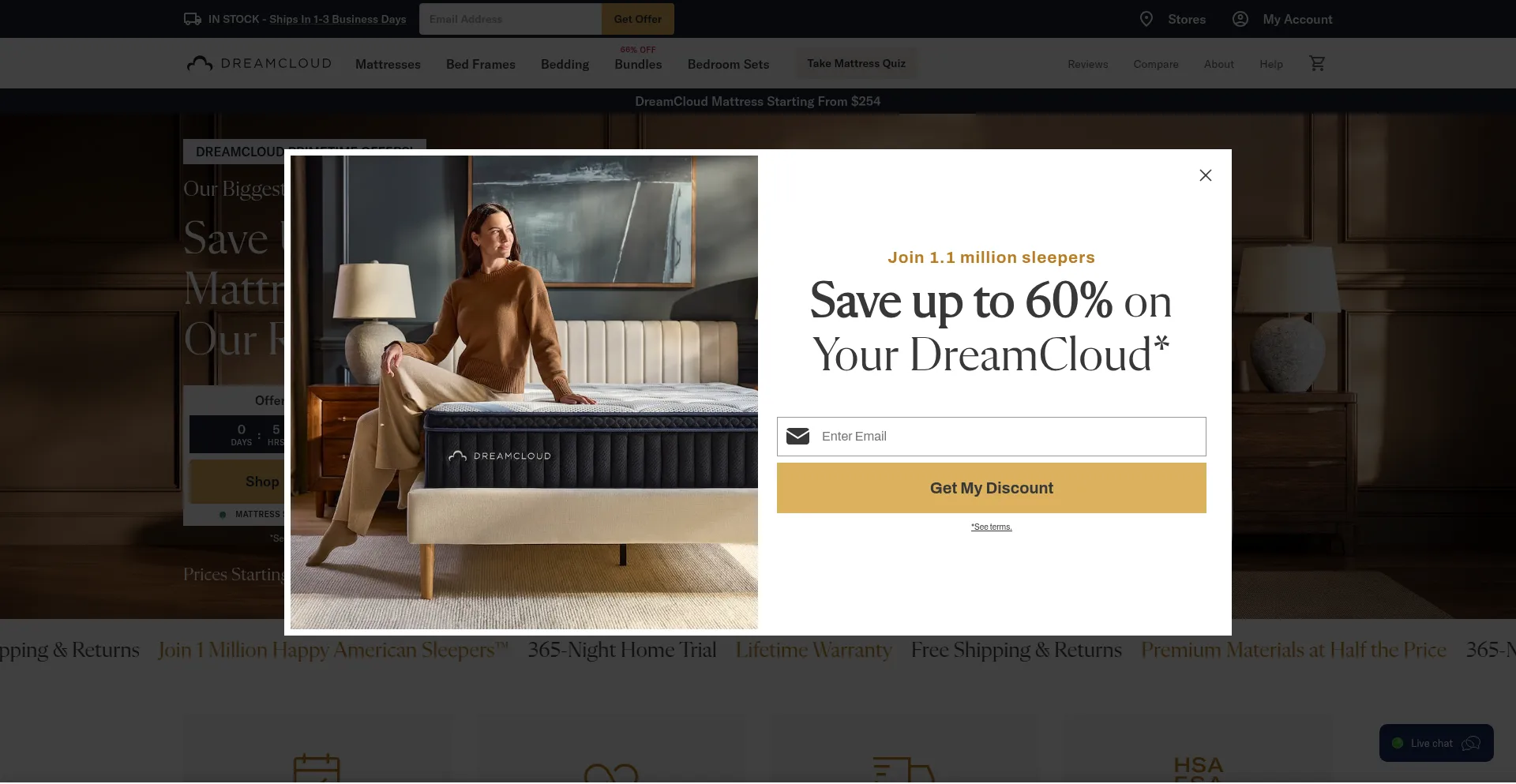 Website screenshot of Dreamcloudsleep.com