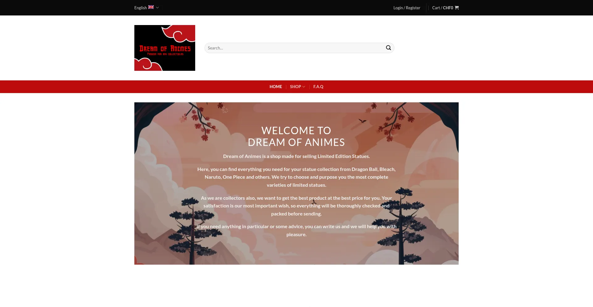 Website screenshot of Dreamofanimes.com