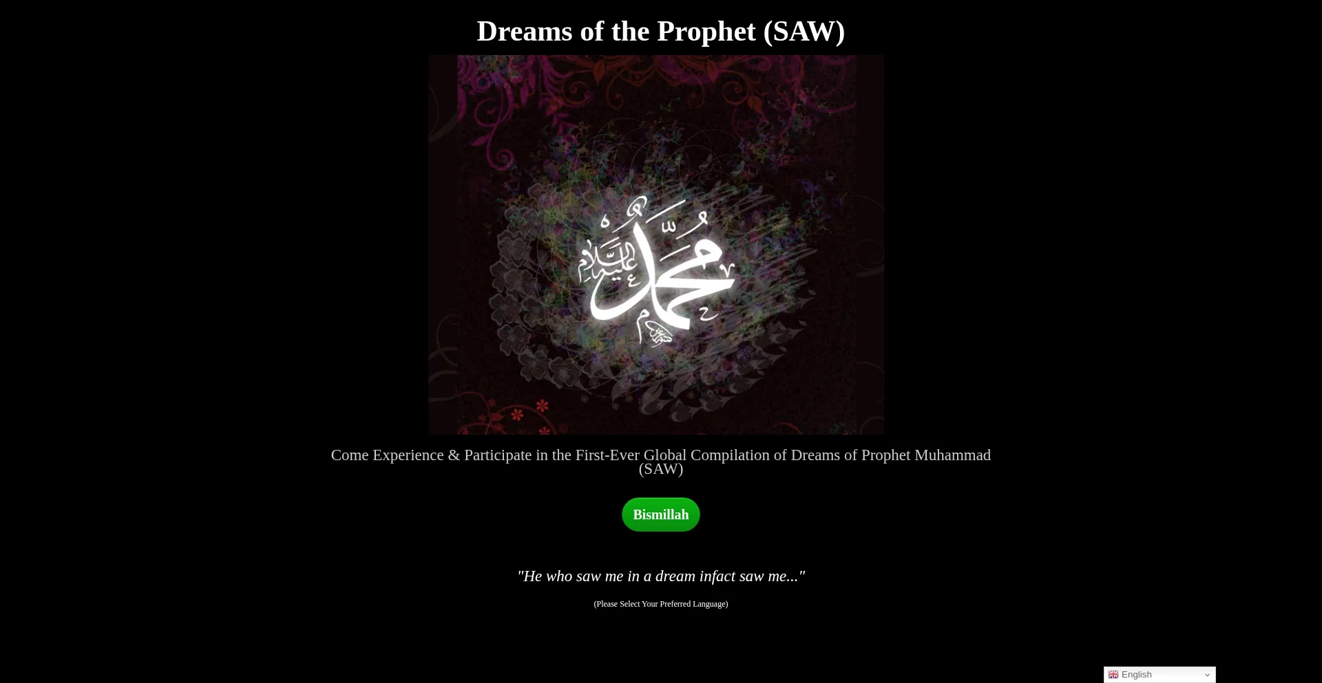 Website screenshot of Dreamsoftheprophet.com