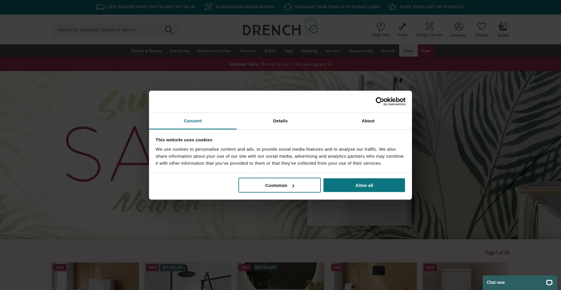 Website screenshot of Drench.co.uk