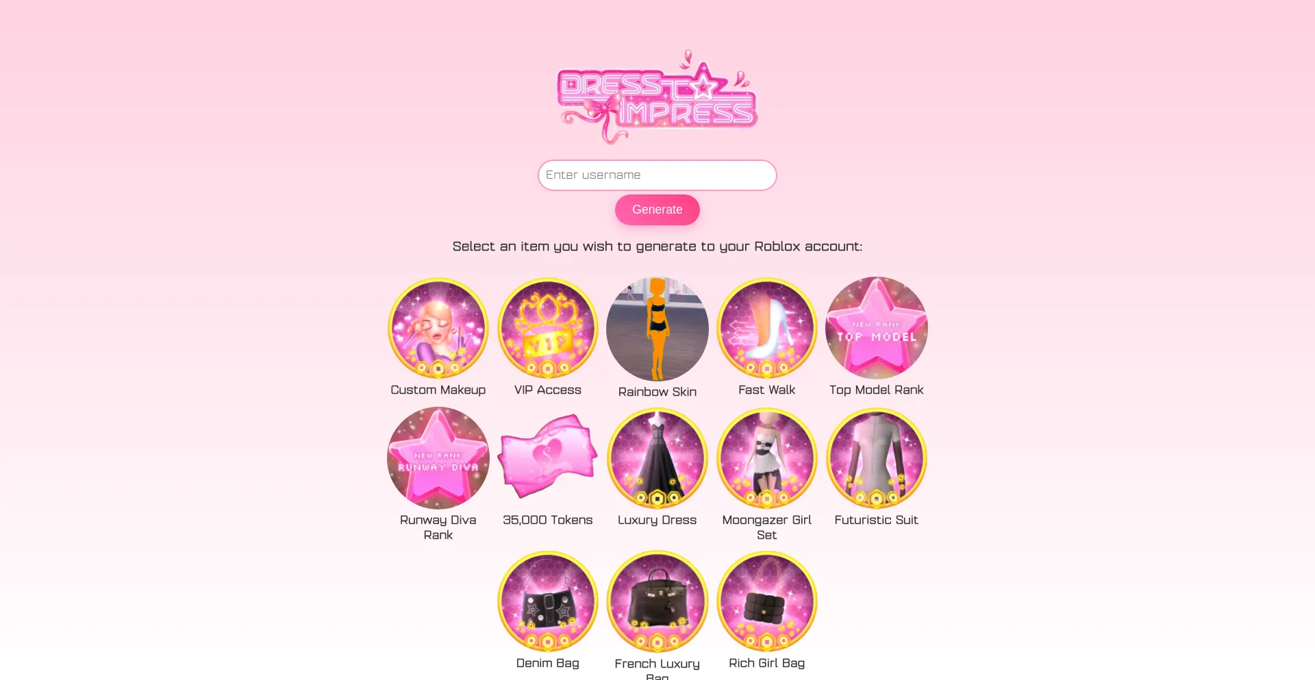 Website screenshot of Dresstoimpress2025.netlify.app