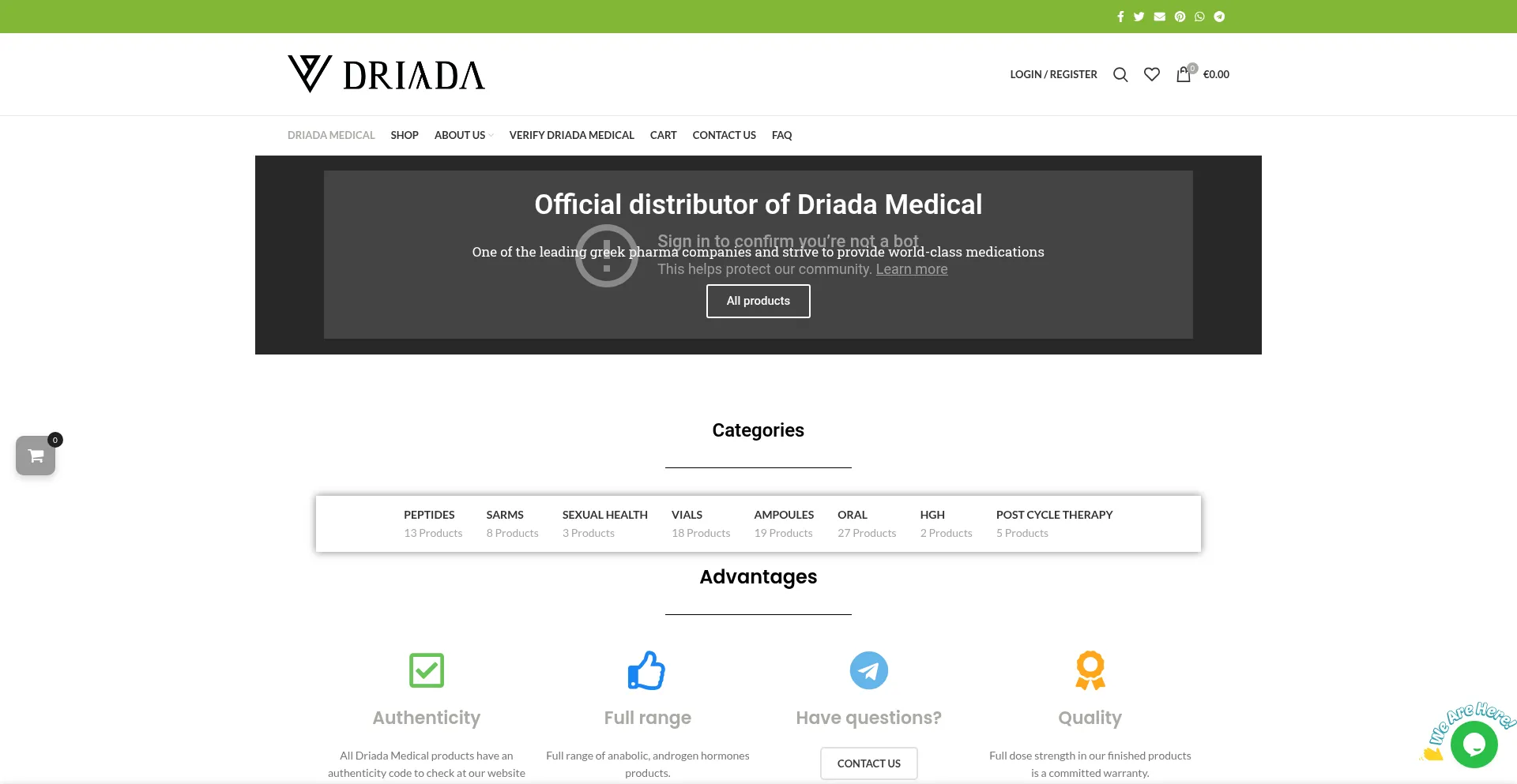 Website screenshot of Driadamedical.shop