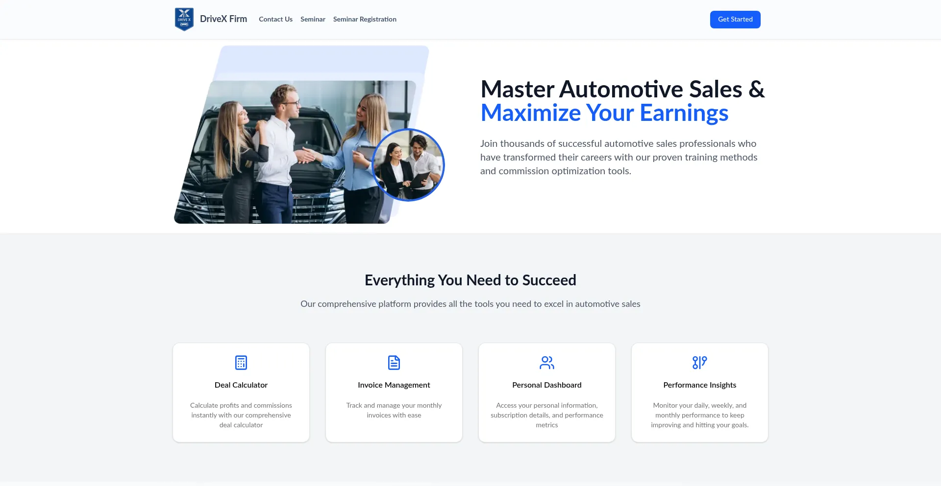 Website screenshot of Drivexfirm.ca