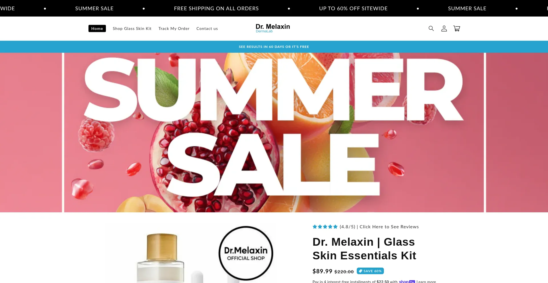 Website screenshot of Drmelaxindermalab.com