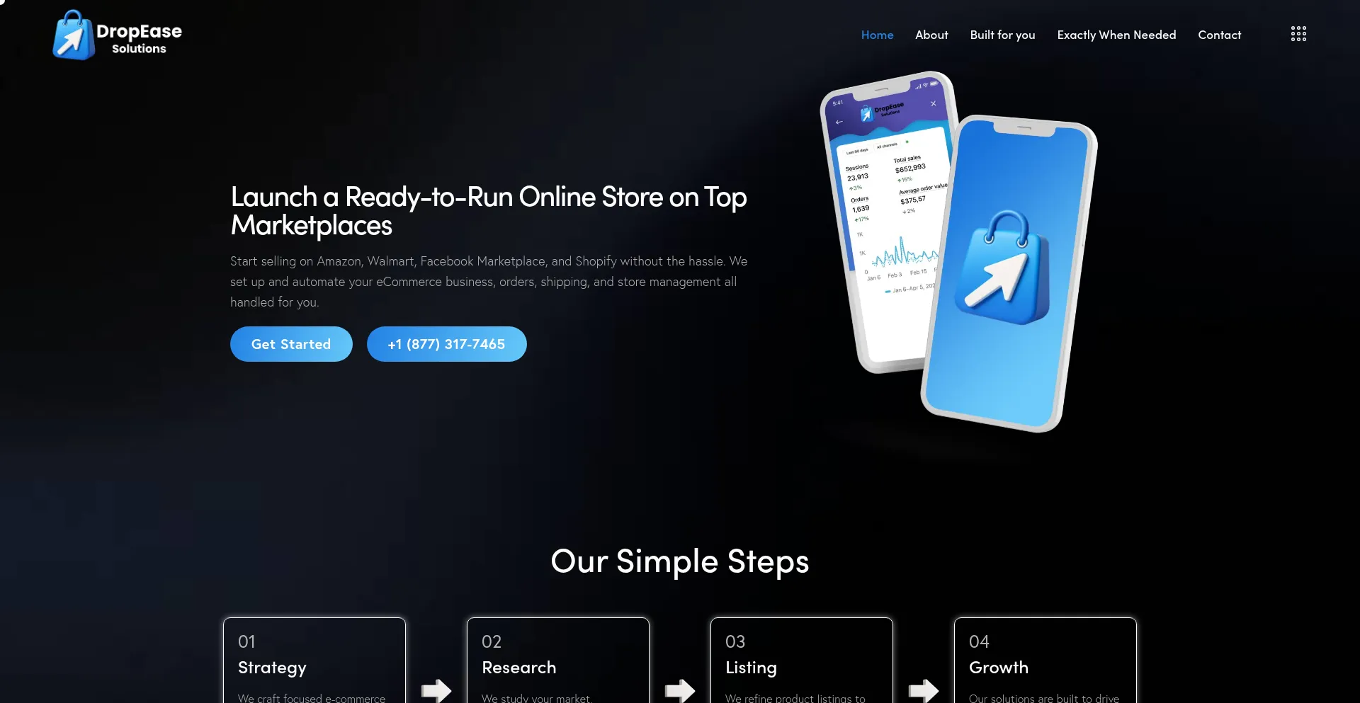 Website screenshot of Dropeasesolutions.com