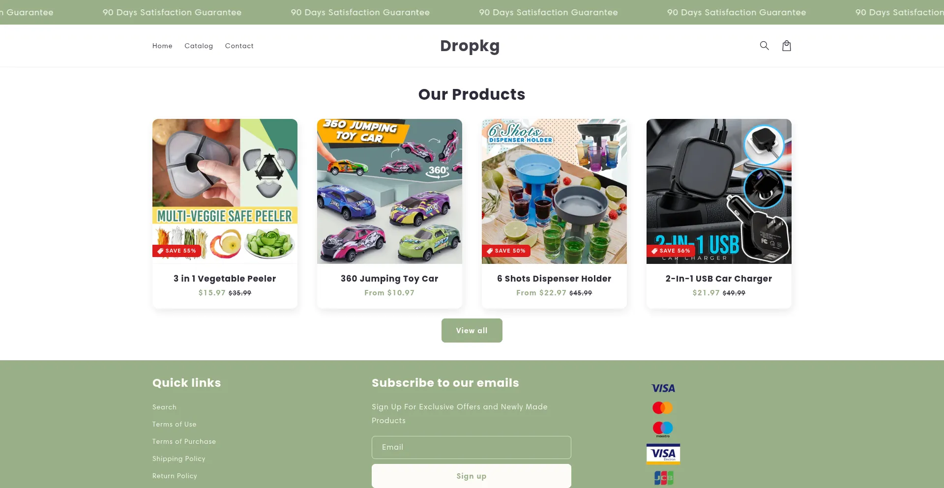 Website screenshot of Dropkg.com