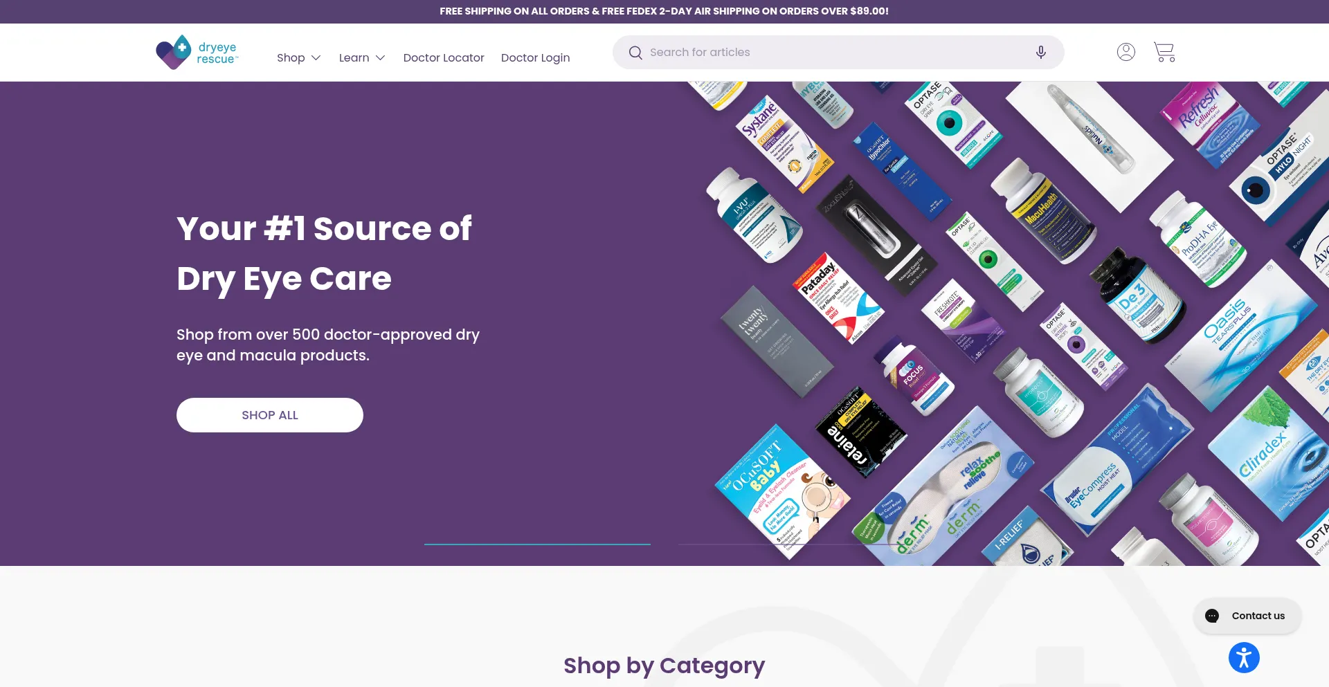 Website screenshot of Dryeyerescue.com