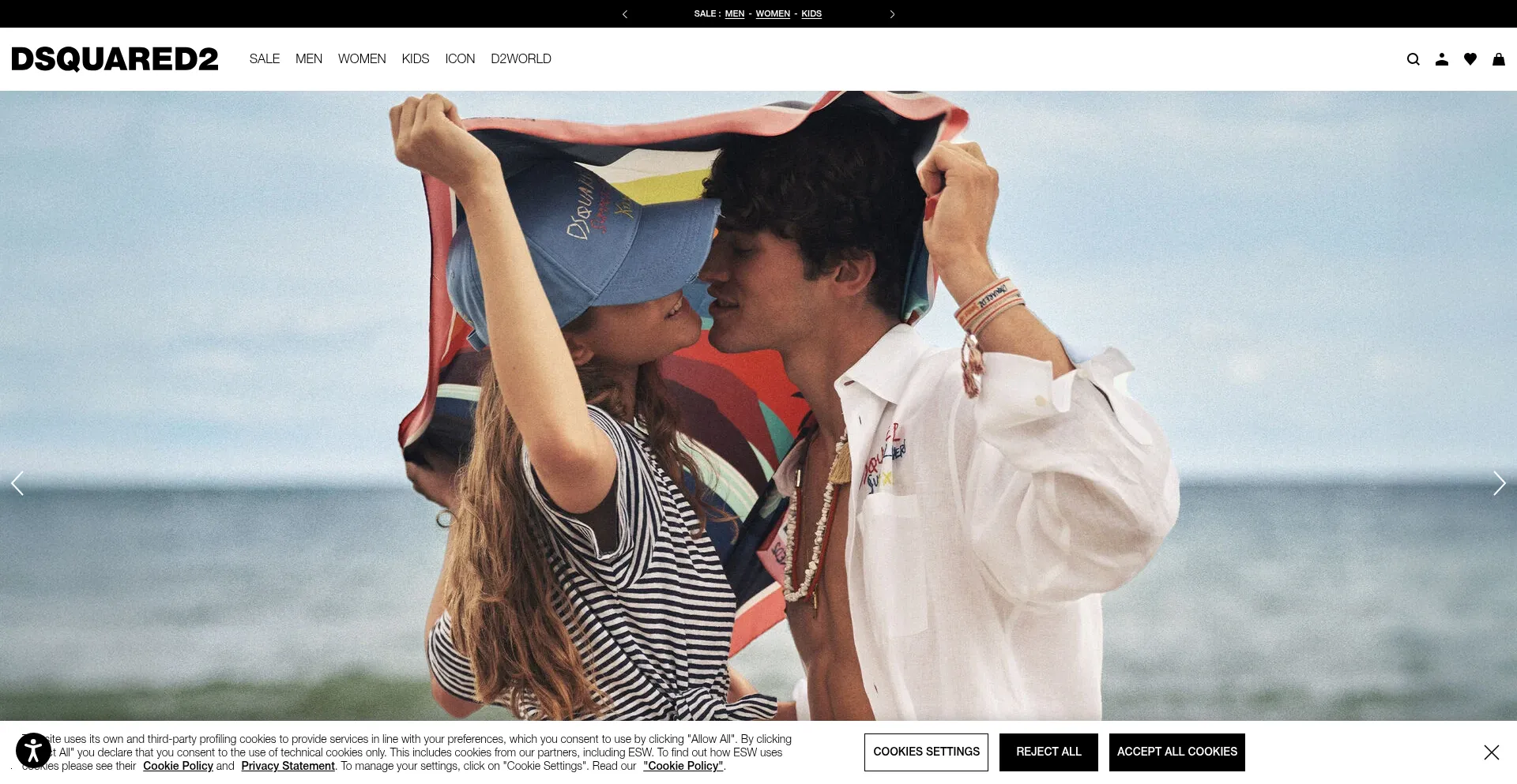 Website screenshot of Dsquared2.com