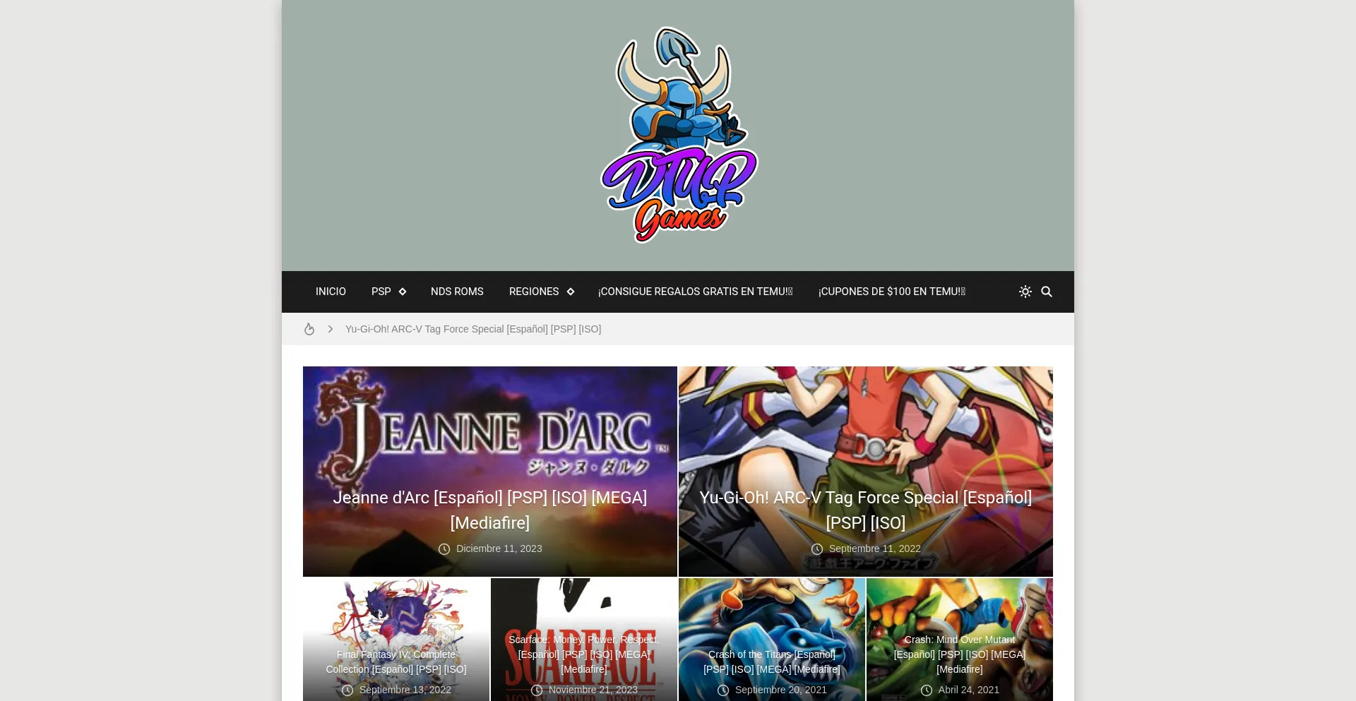 Website screenshot of Dtupgames.blogspot.com
