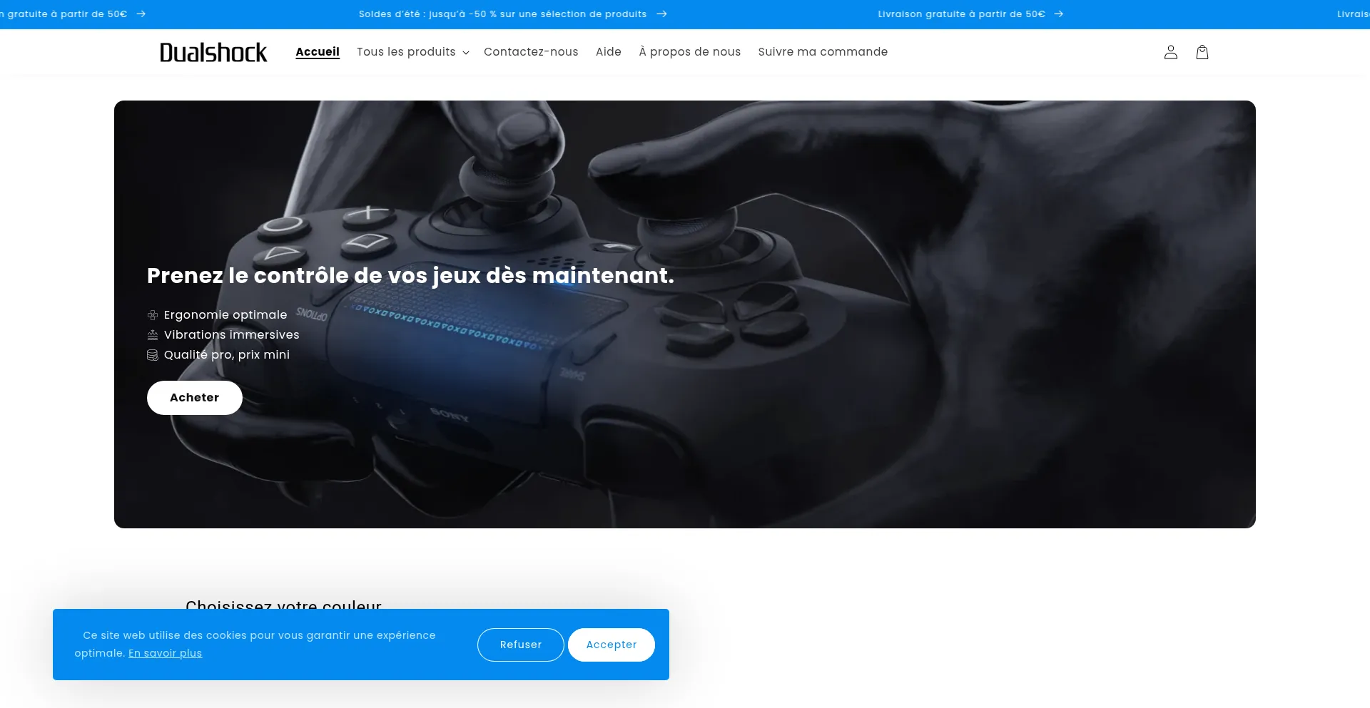 Website screenshot of Dualshock.fr