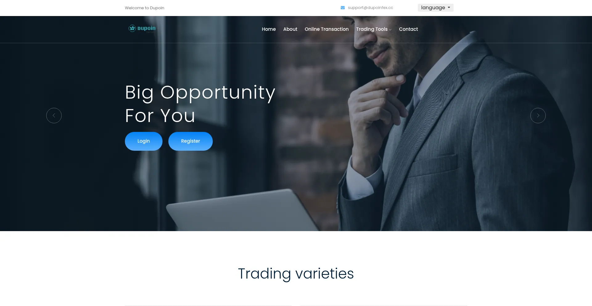 Website screenshot of Dupoinfrx.com