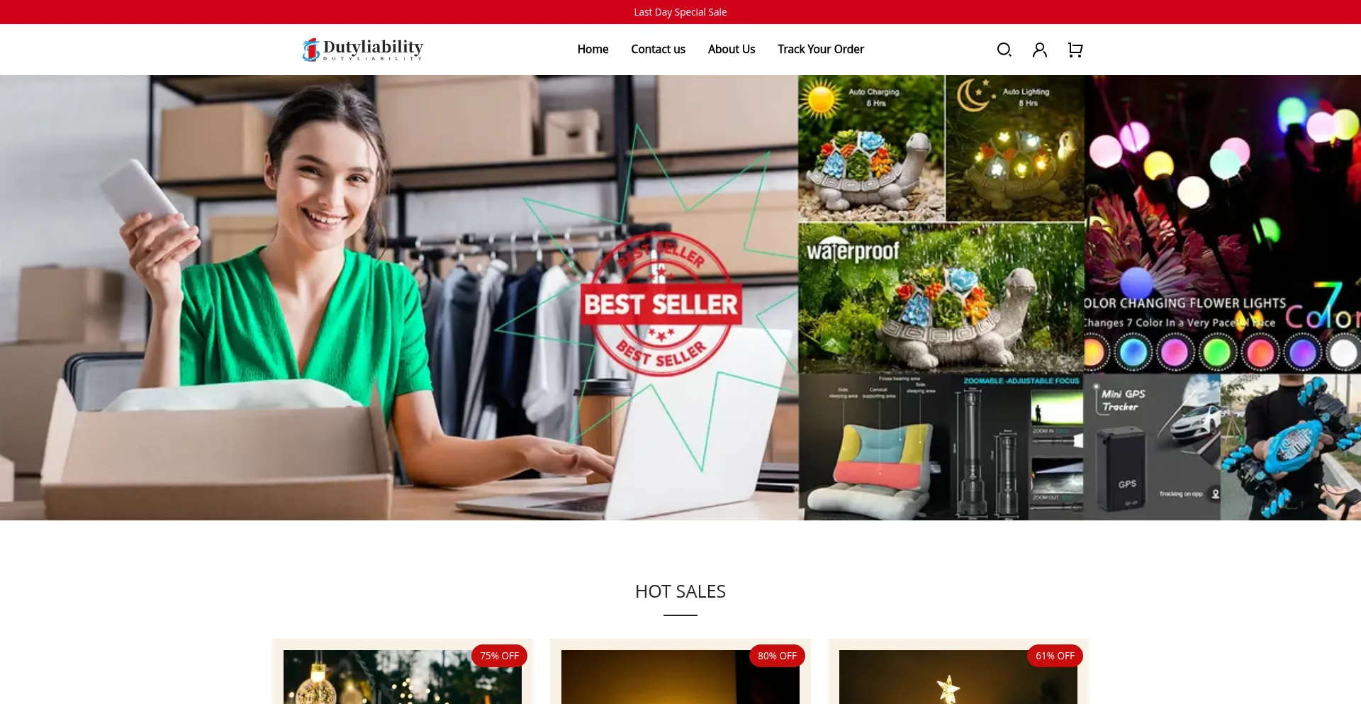 Website screenshot of Dutyliability.com