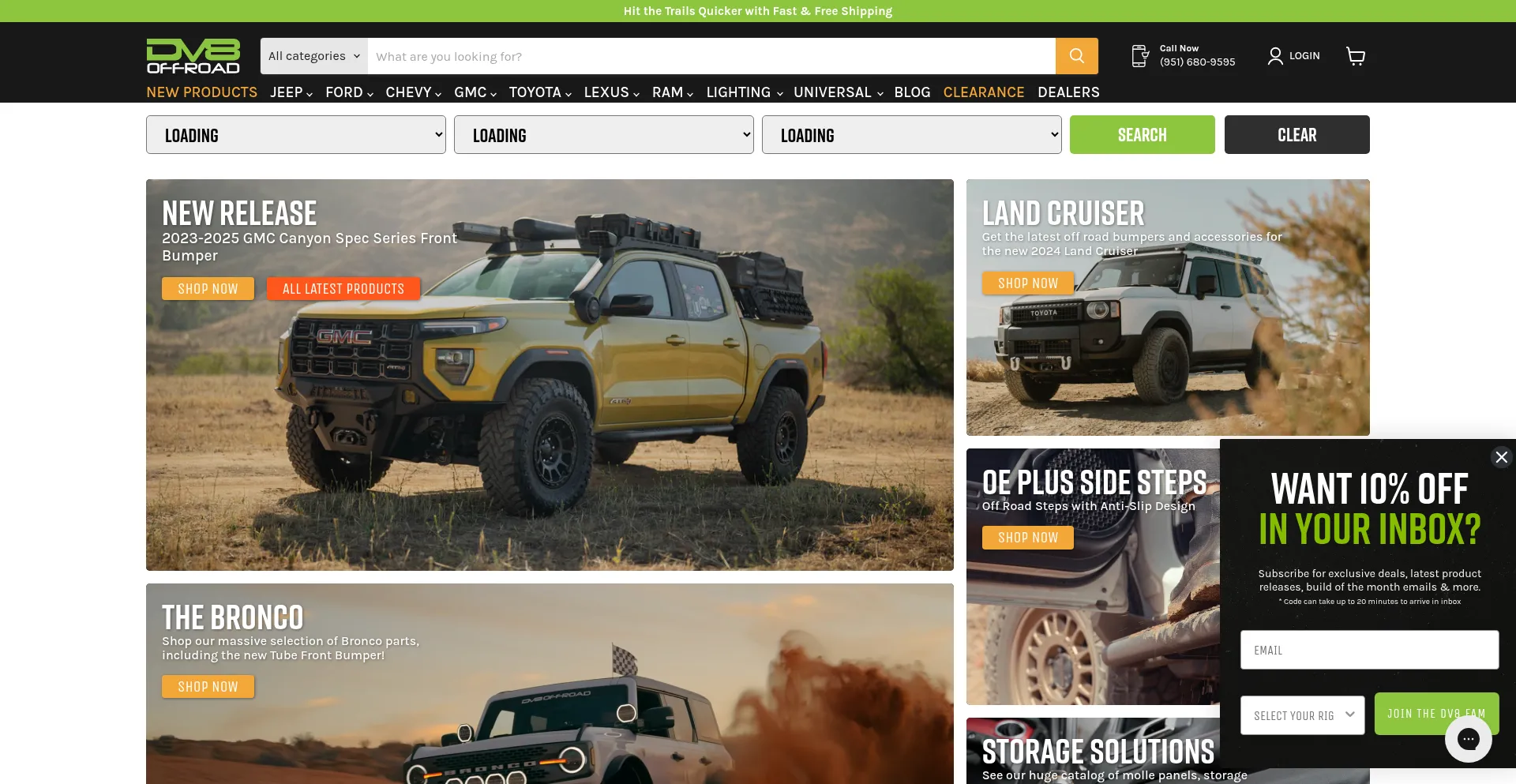 Website screenshot of Dv8offroad.com