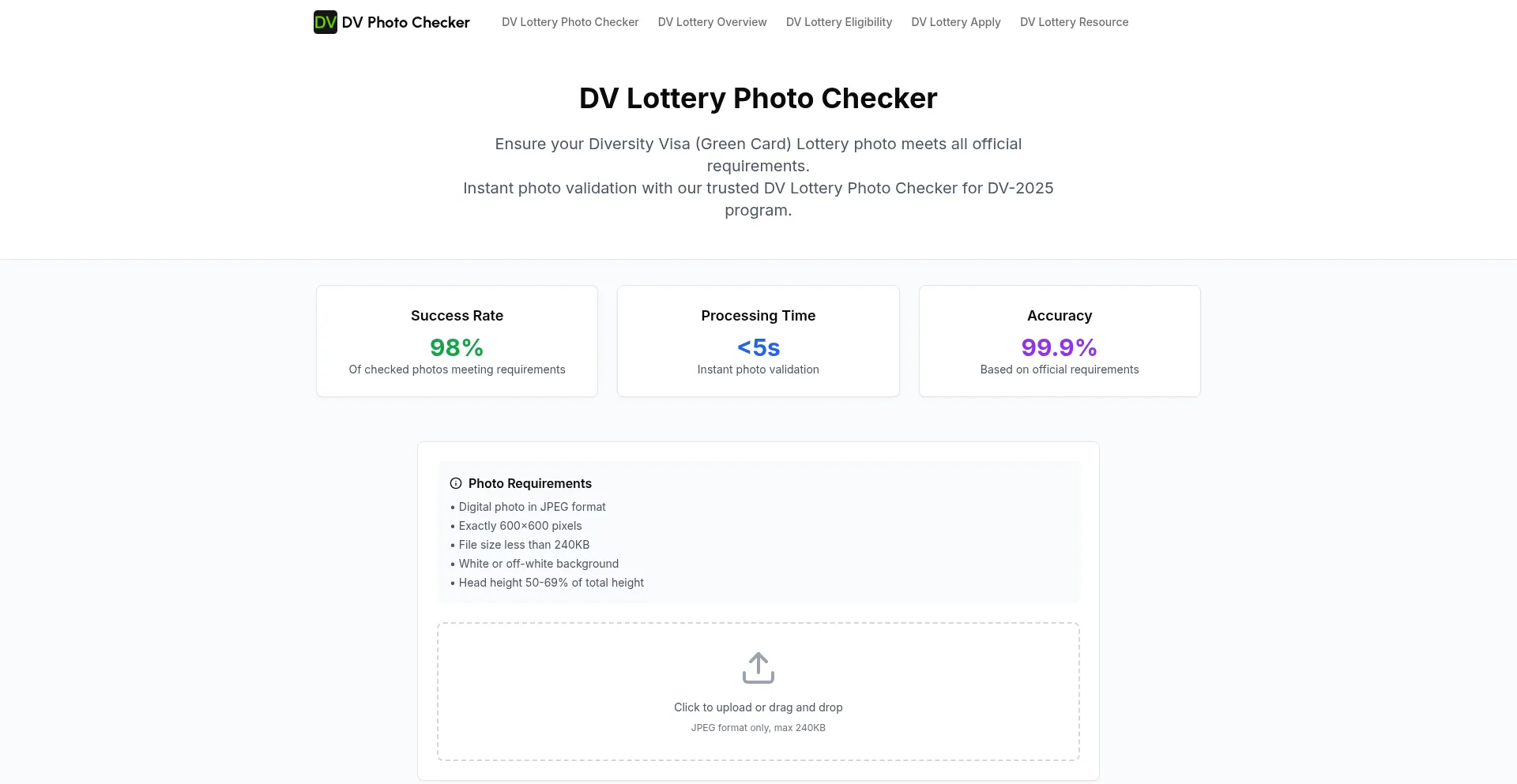 Website screenshot of Dvchecker.com