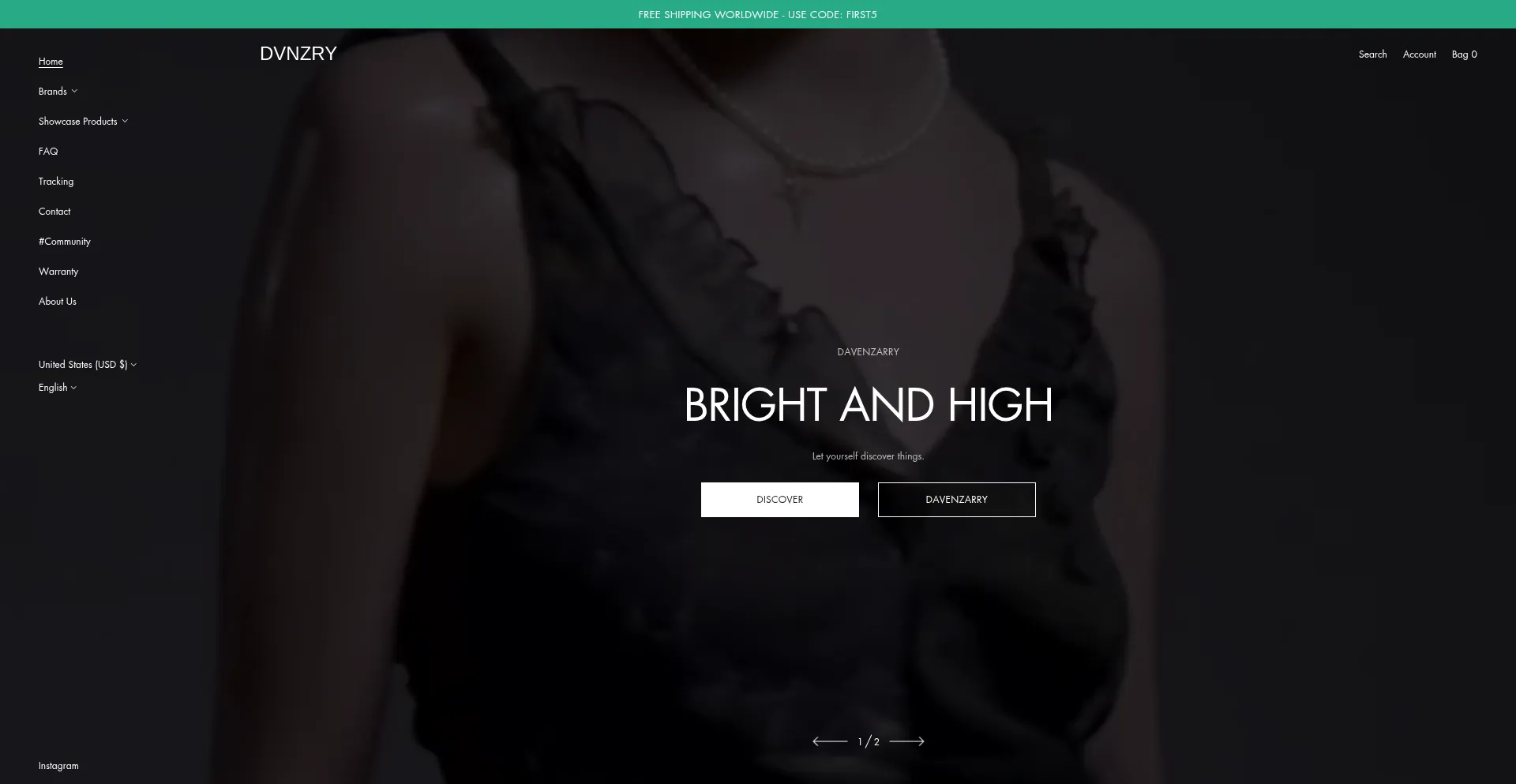 Website screenshot of Dvnzry.com