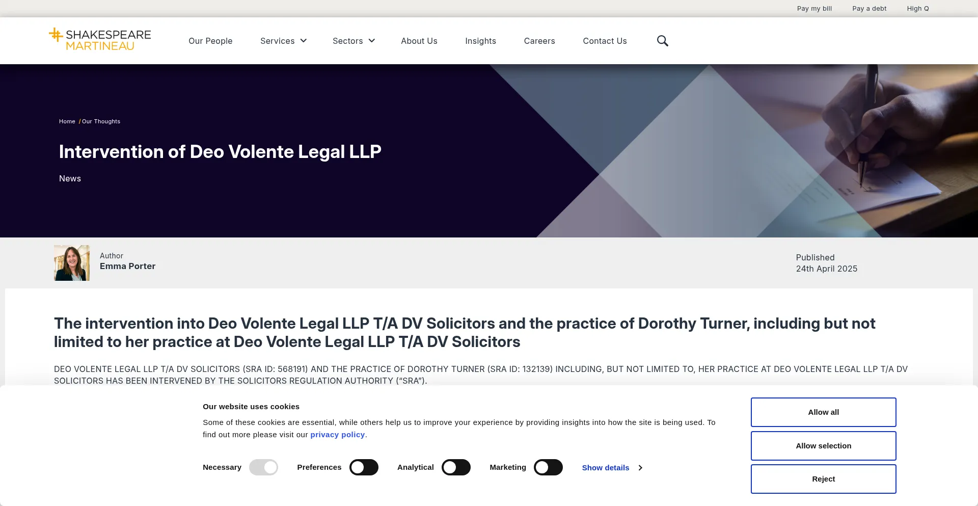 Website screenshot of Dvsolicitors.com