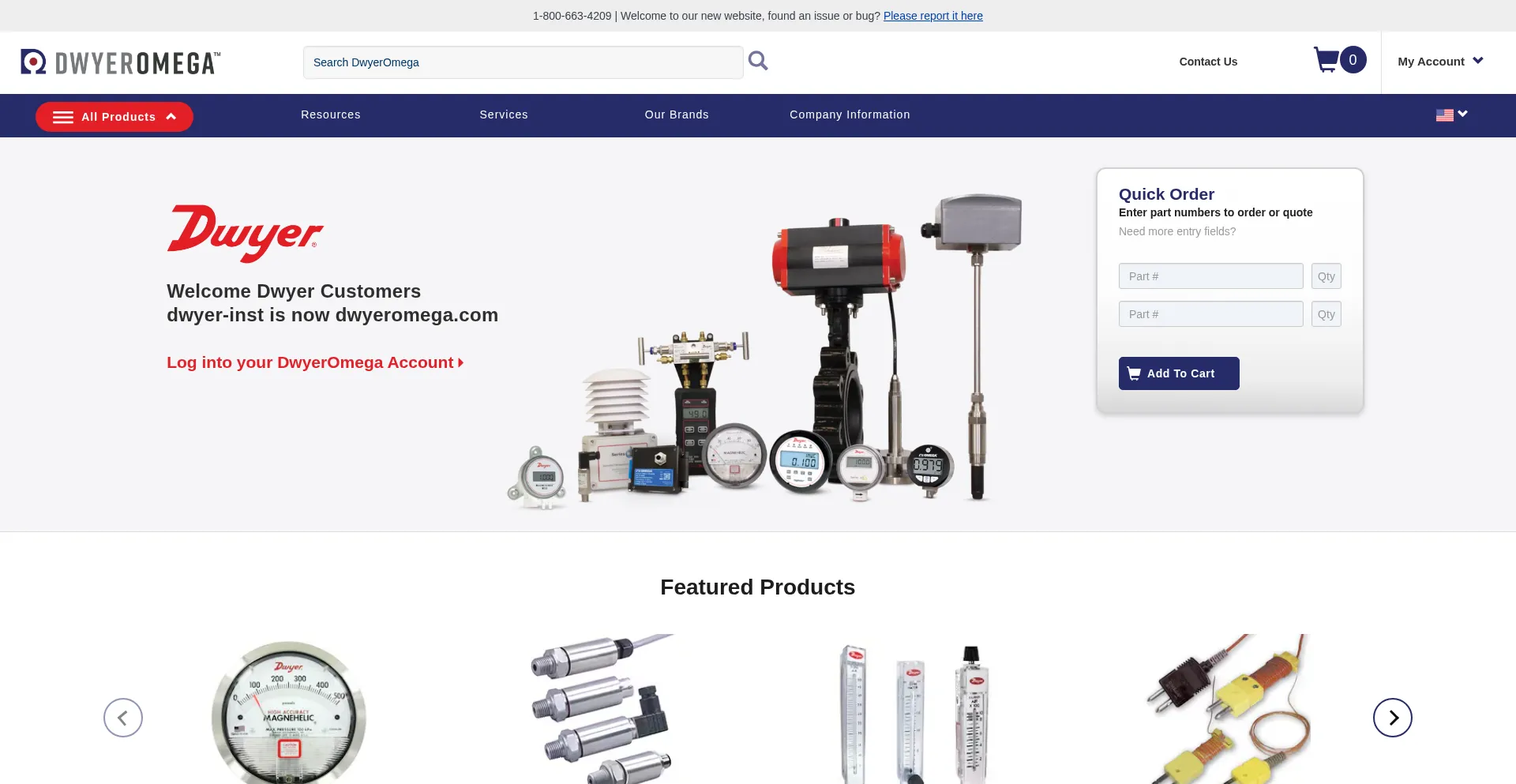 Website screenshot of Dwyeromega.com