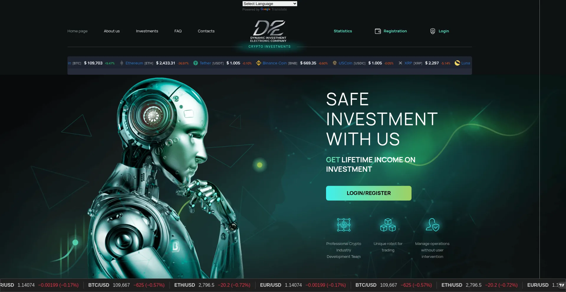 Website screenshot of Dynamicinvestelectronicscompany.com