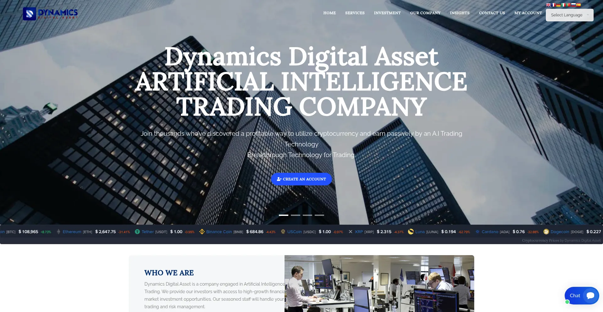 Website screenshot of Dynamicsdigitalasset.com