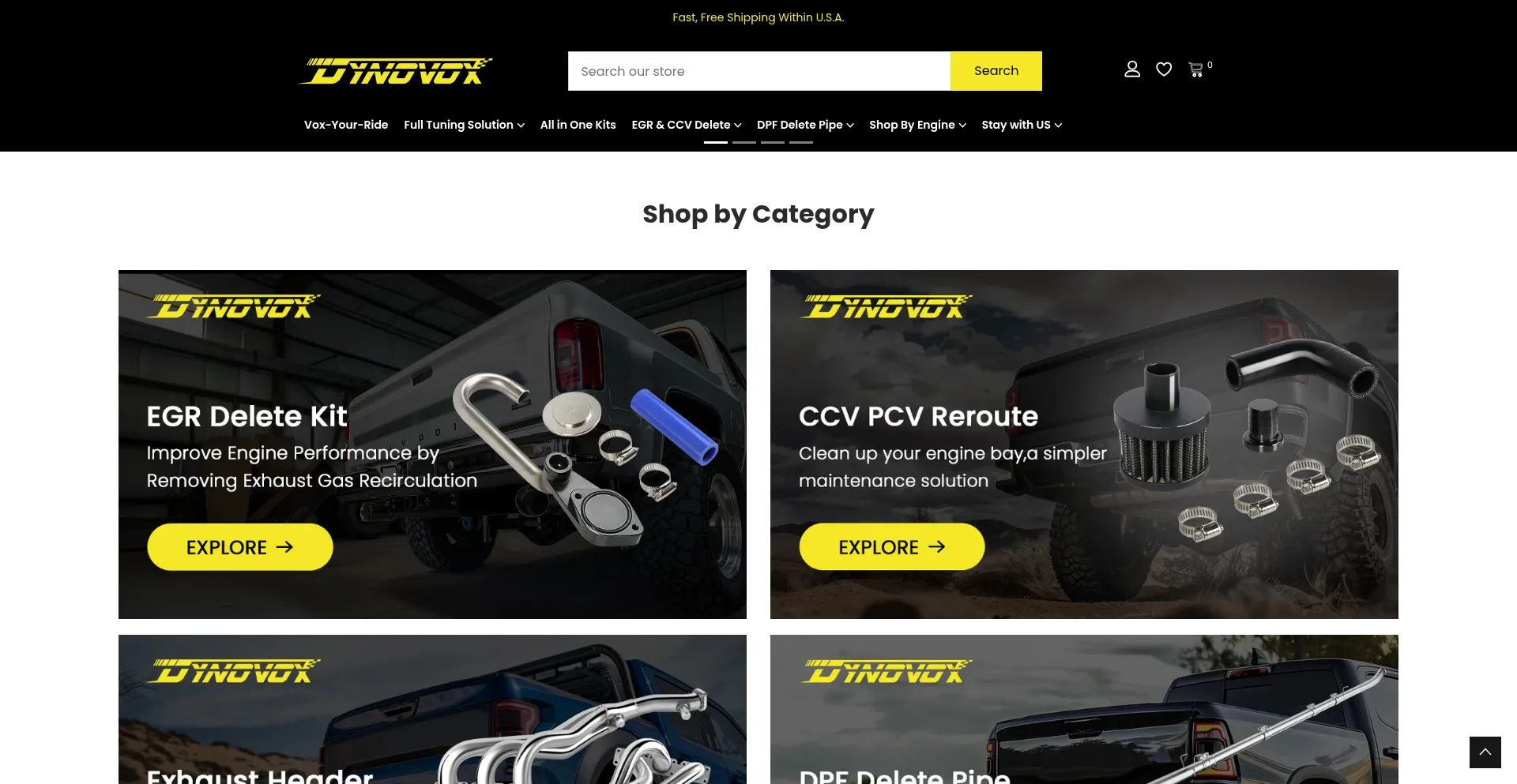 Website screenshot of Dynovoxparts.com