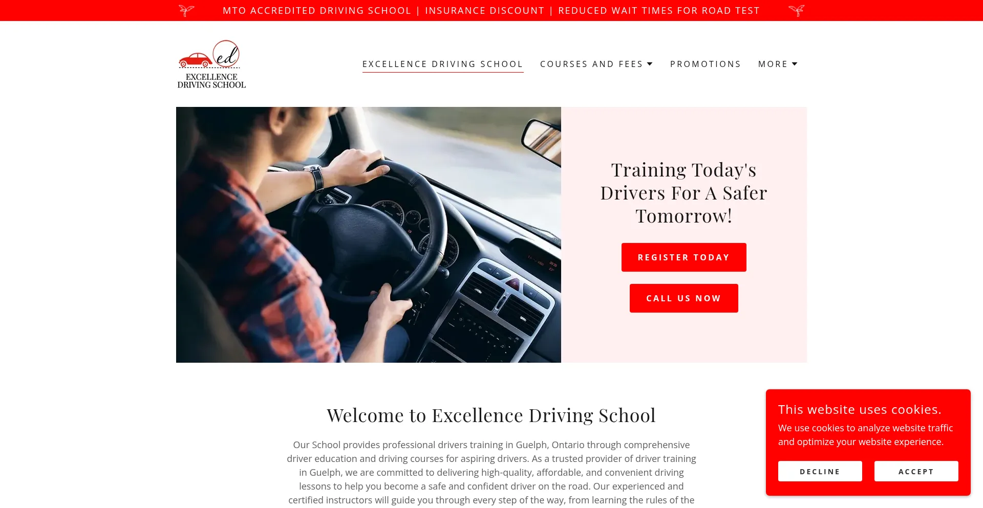 Website screenshot of E-drivingschool.com