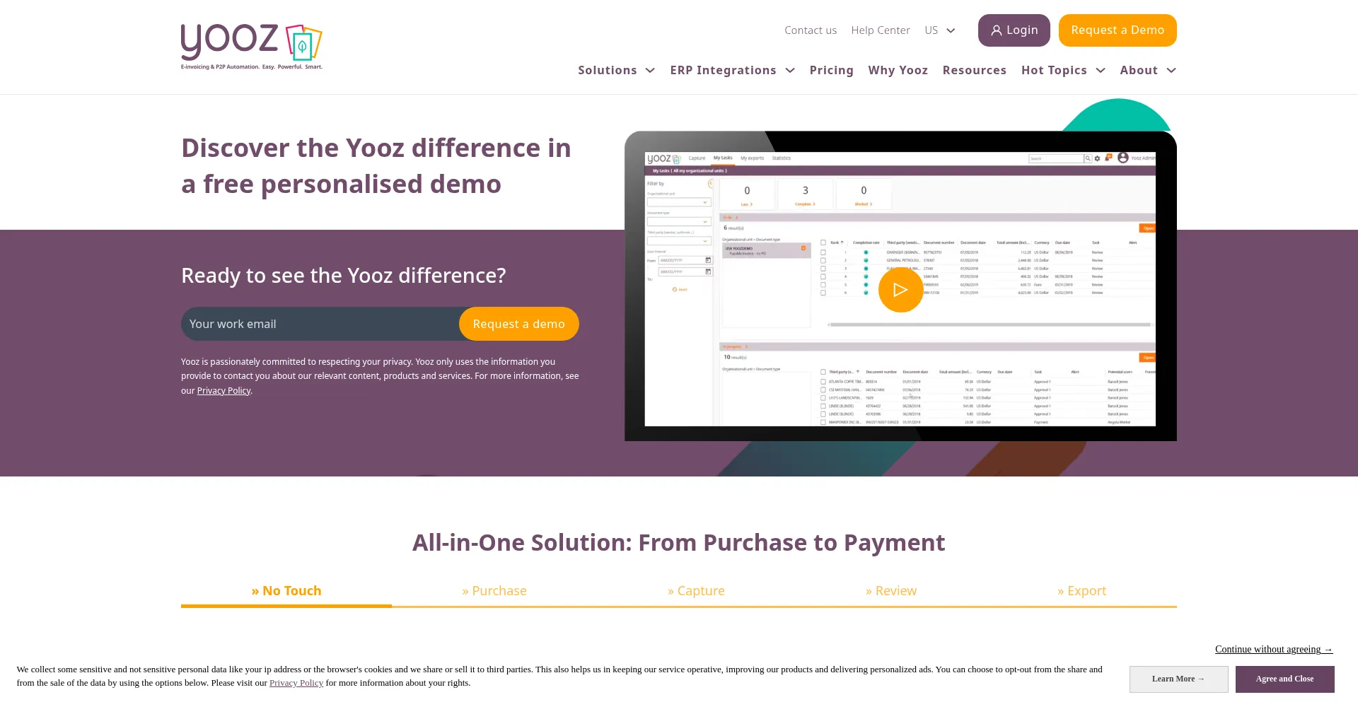 Website screenshot of E-invoices.fr