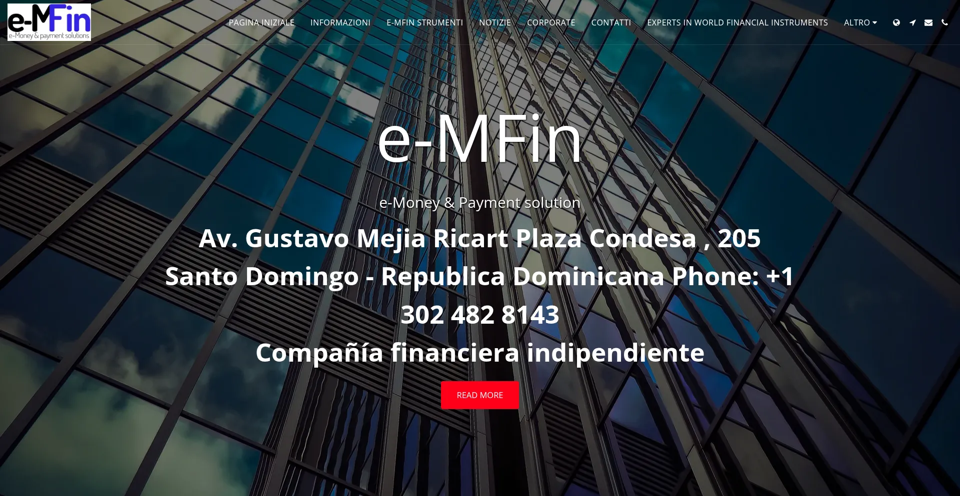 Website screenshot of E-mfin.com