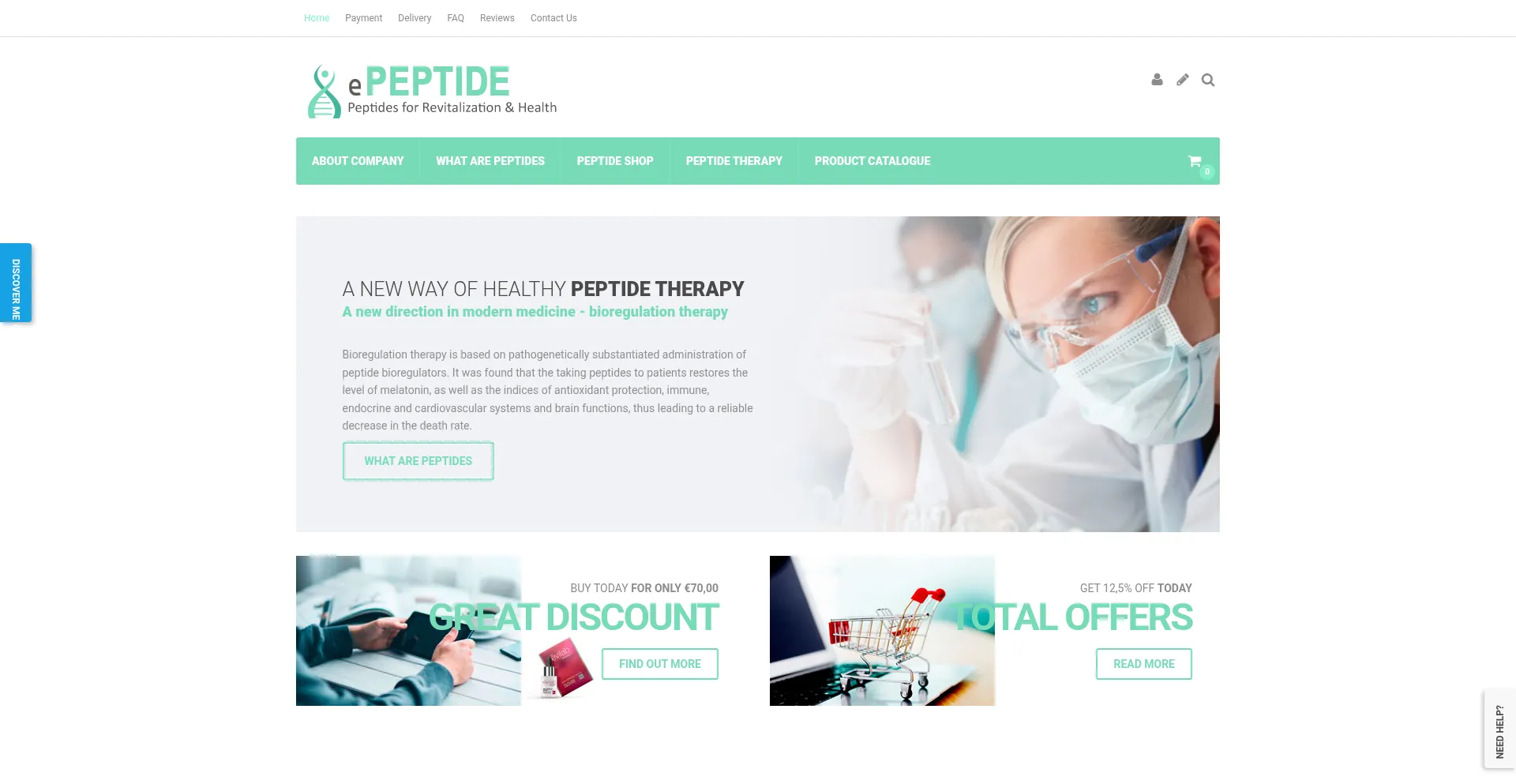 Website screenshot of E-peptide.com