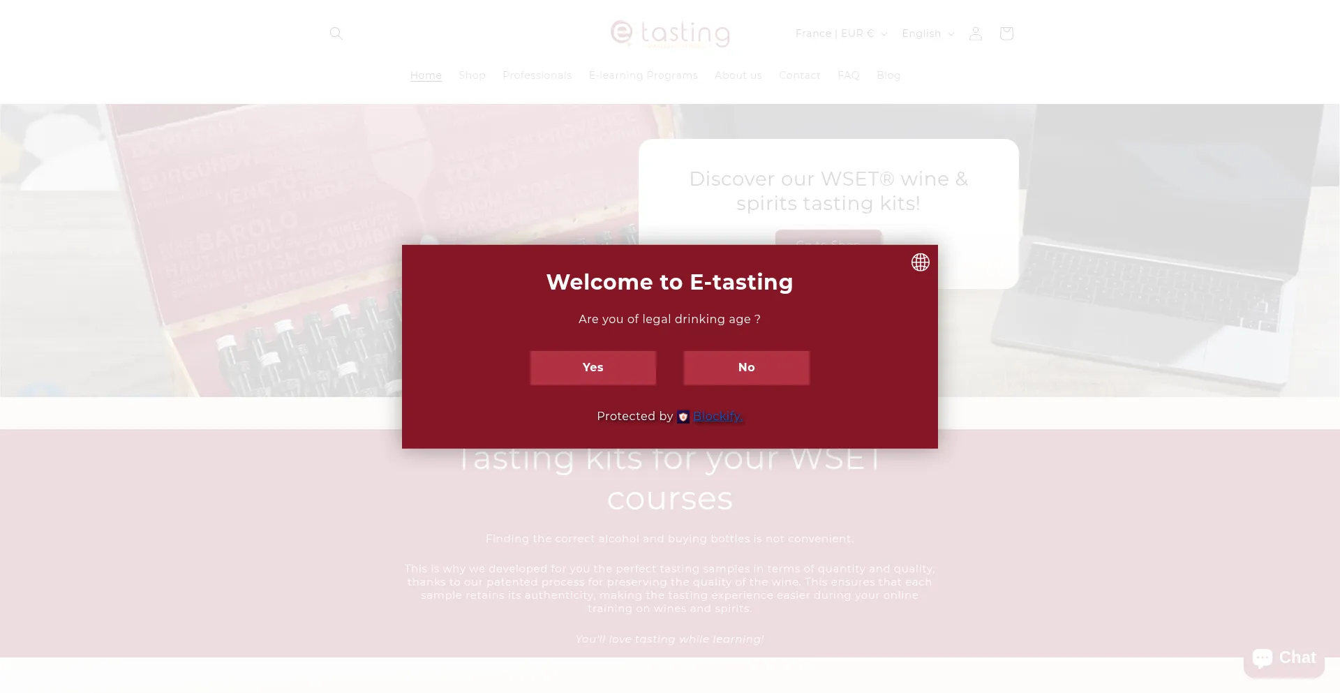 Website screenshot of E-tasting.com