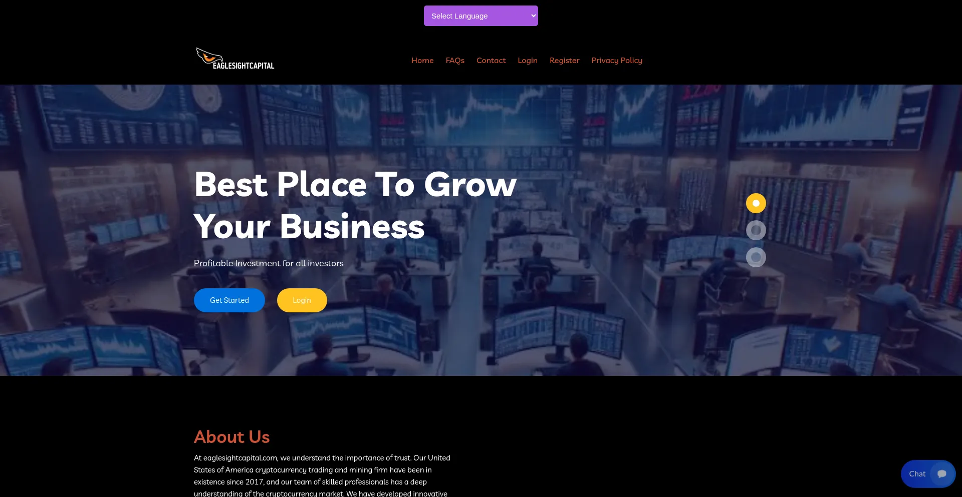 Website screenshot of Eaglesightcapital.com