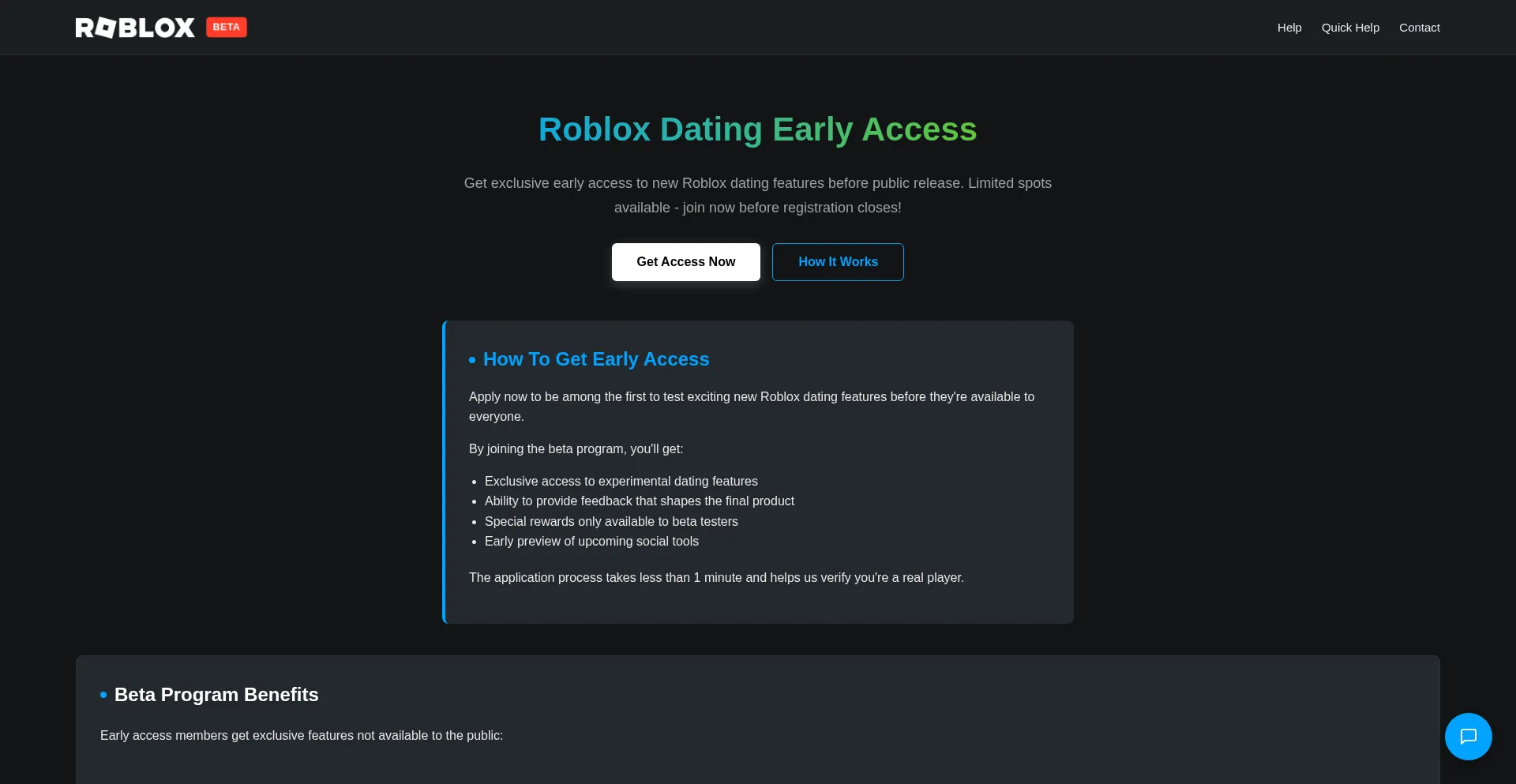 Website screenshot of Earlyroblox.com