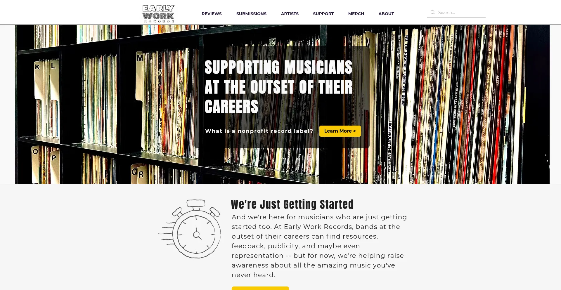 Website screenshot of Earlyworkrecords.com